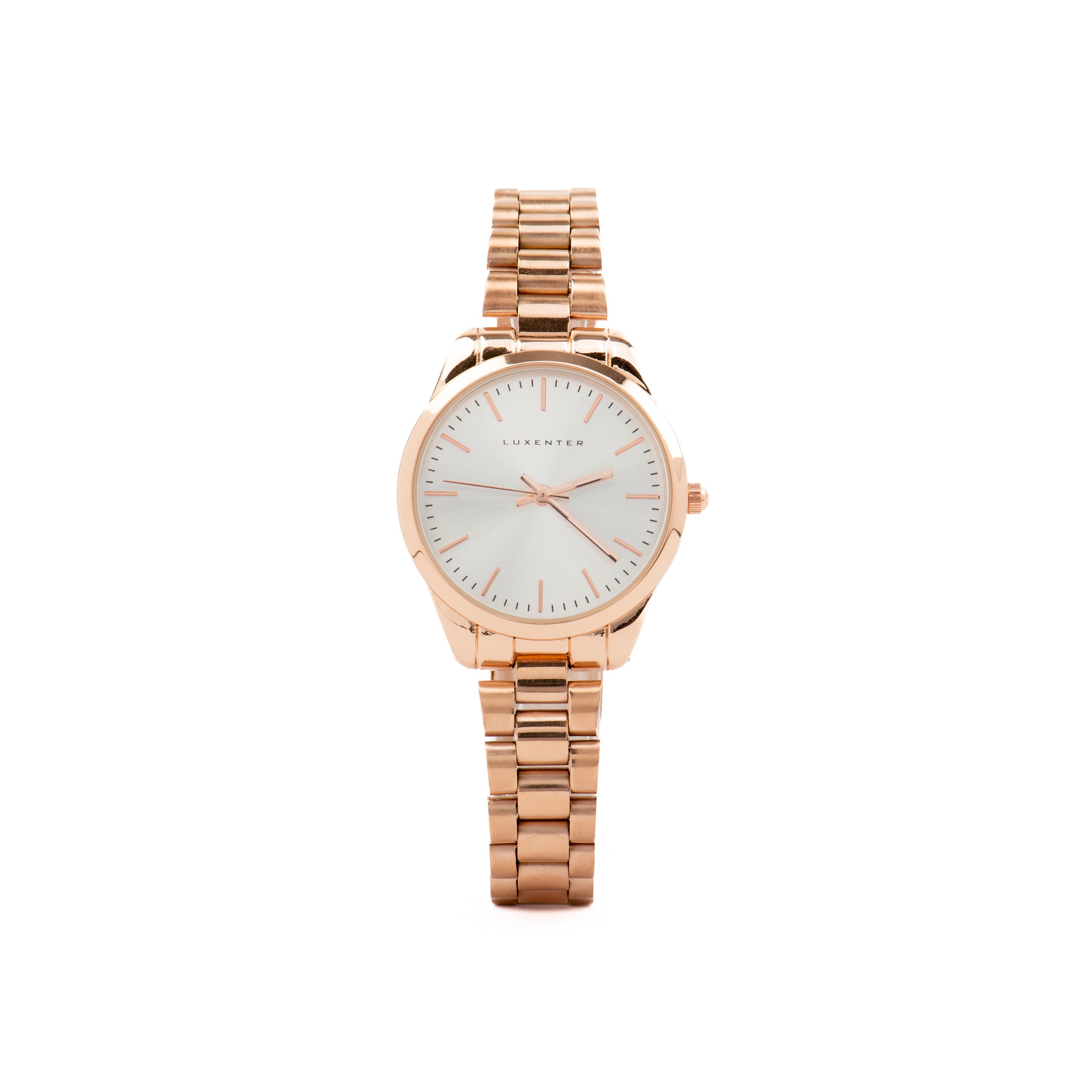 Watch with White Metallic 18K Rose Gold Finish - Verni