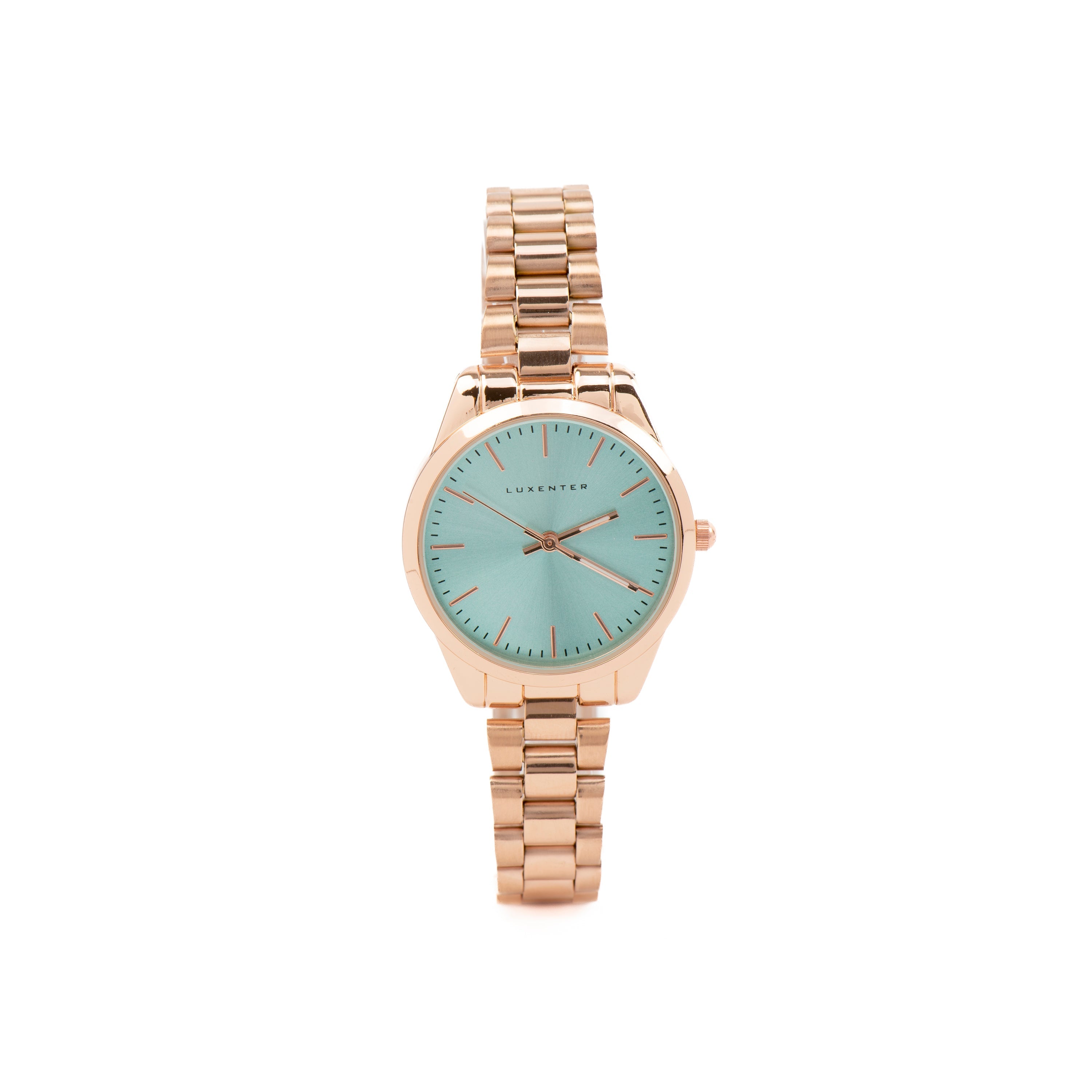 Watch with Light Blue Metallic 18K Rose Gold Finish - Verni