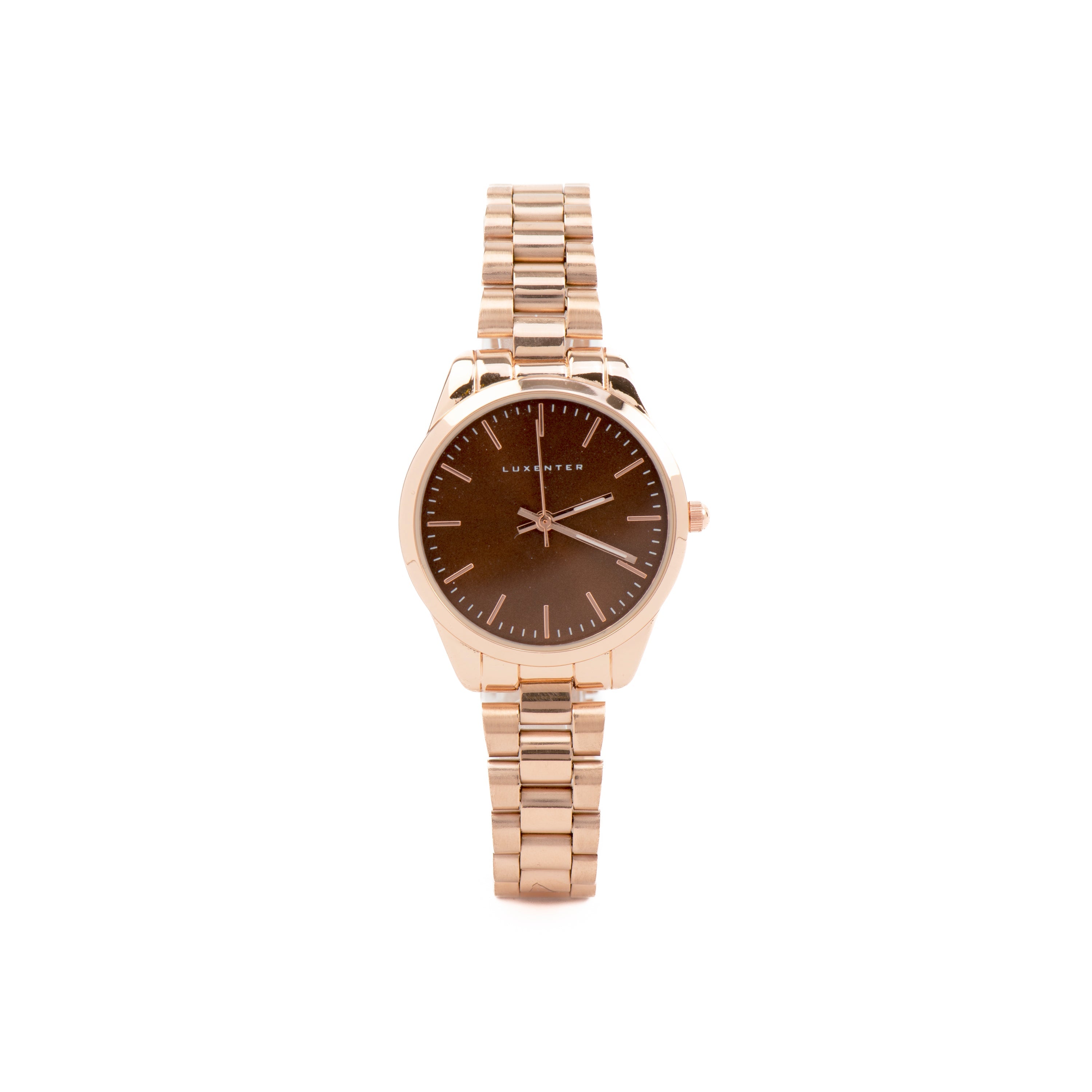Watch with Rose Gold 18K Plated Brown Metal - Verni