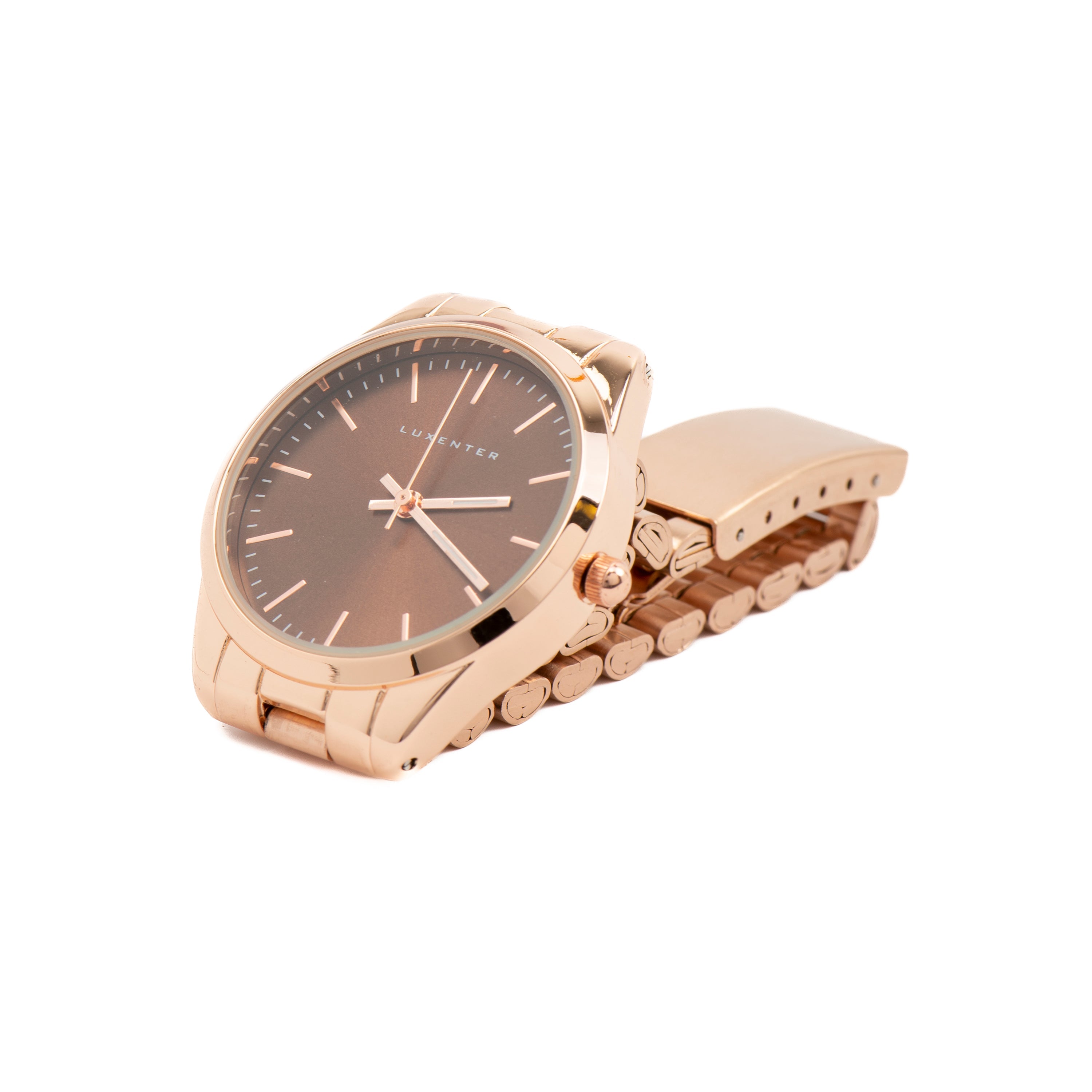 Watch with Rose Gold 18K Plated Brown Metal - Verni