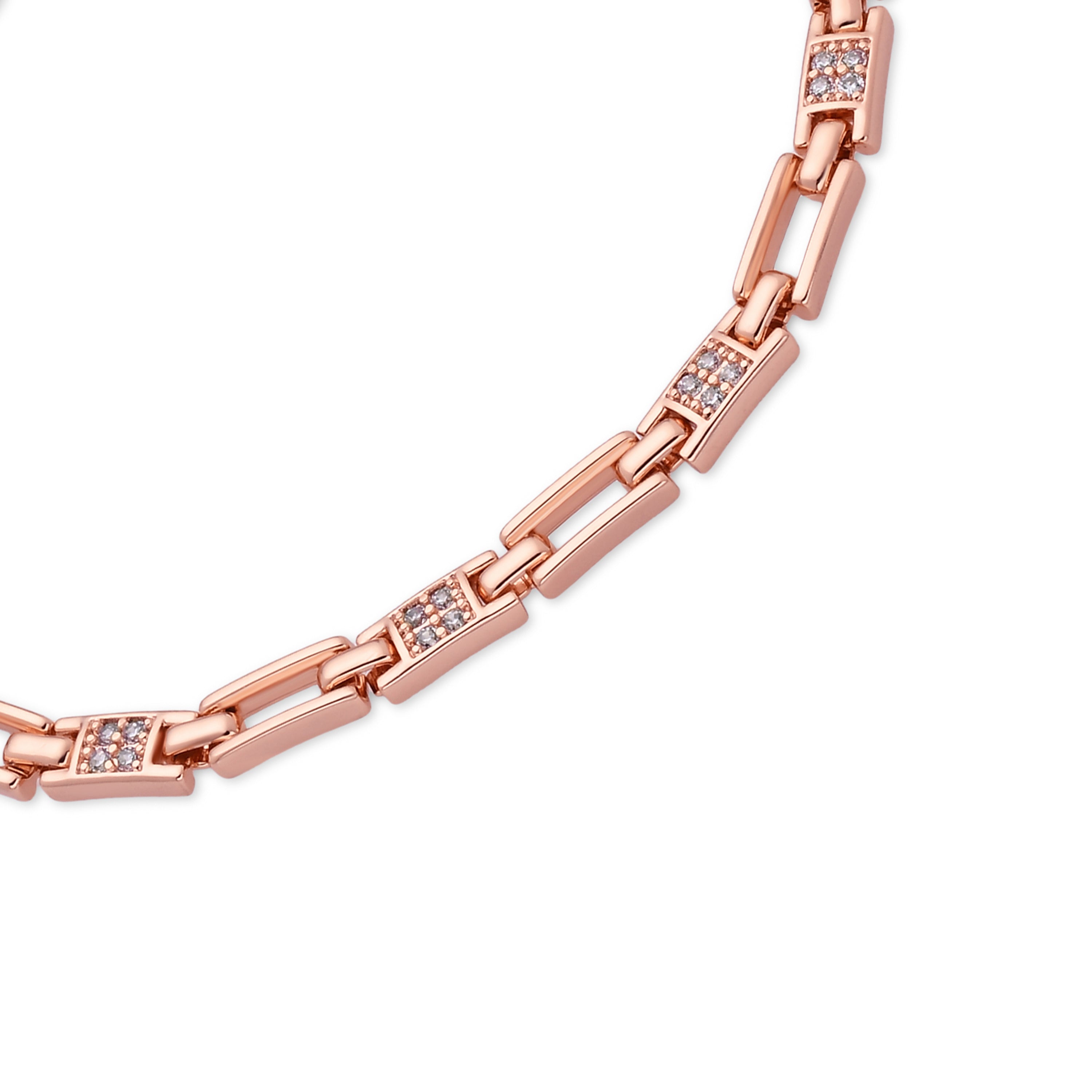 Pulsera de Circonita Brillante acabado en oro rosa de 18k - Mona