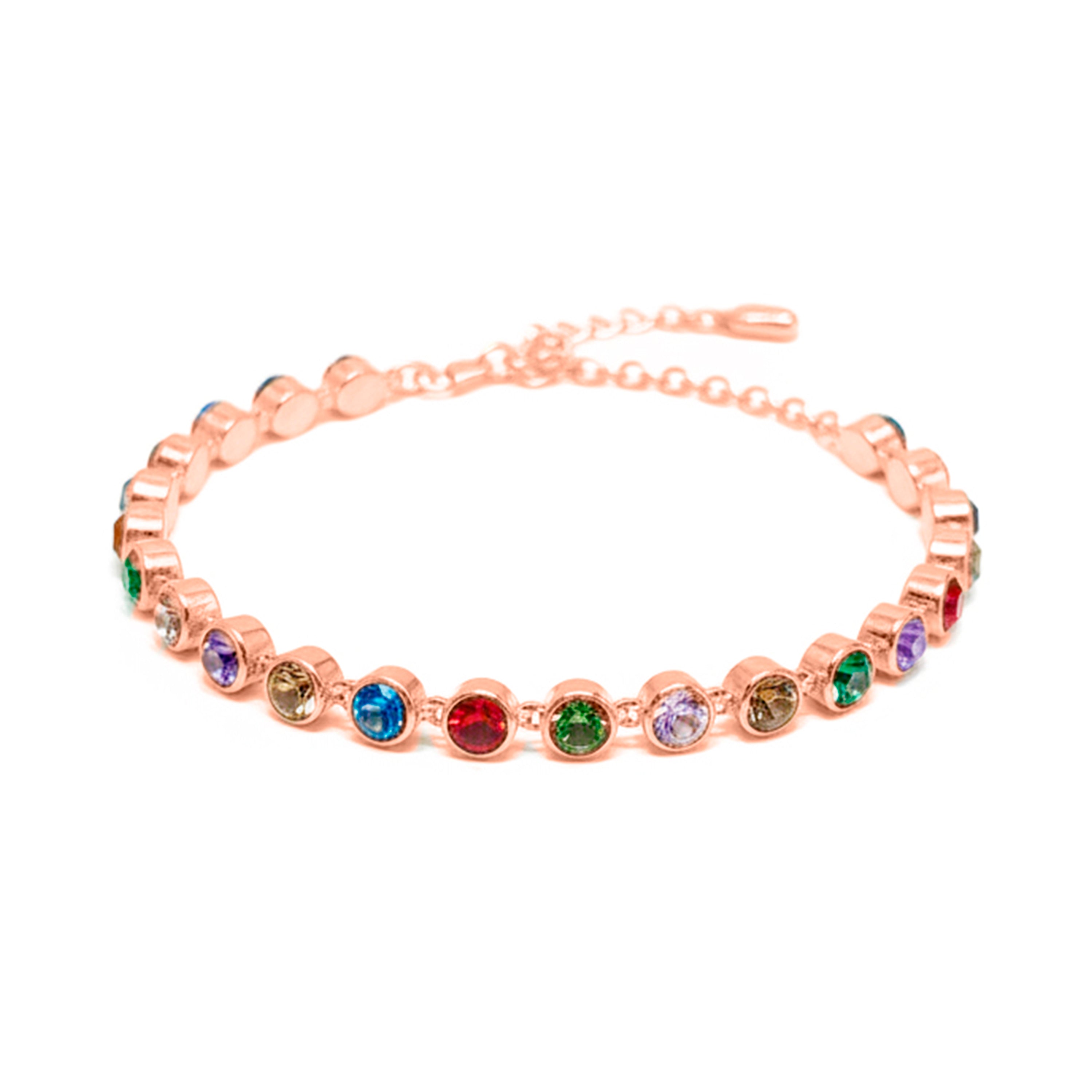 Pulsera de Circonita Multicolor acabado en oro rosa de 18k - Durbu