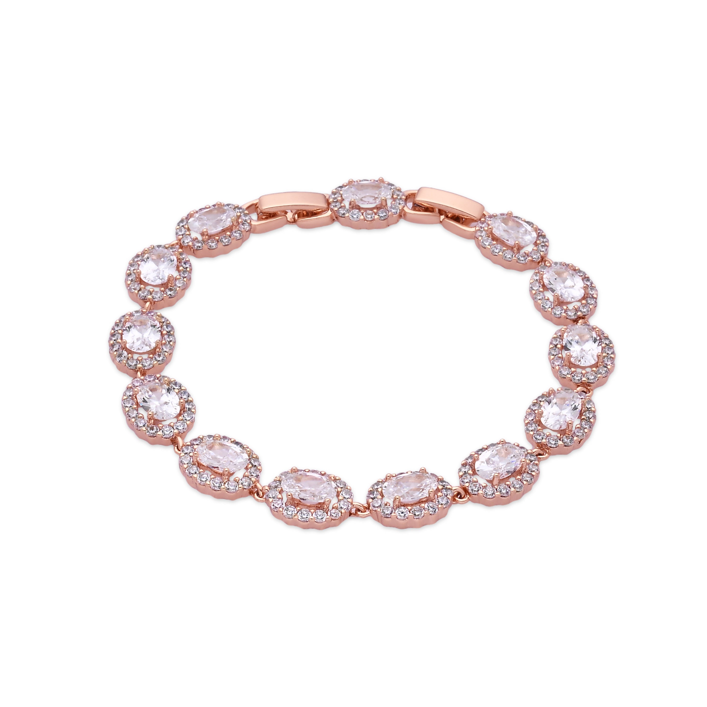 Brilliant Cubic Zirconia Bracelet with an 18k Rose Gold Finish - Zarane