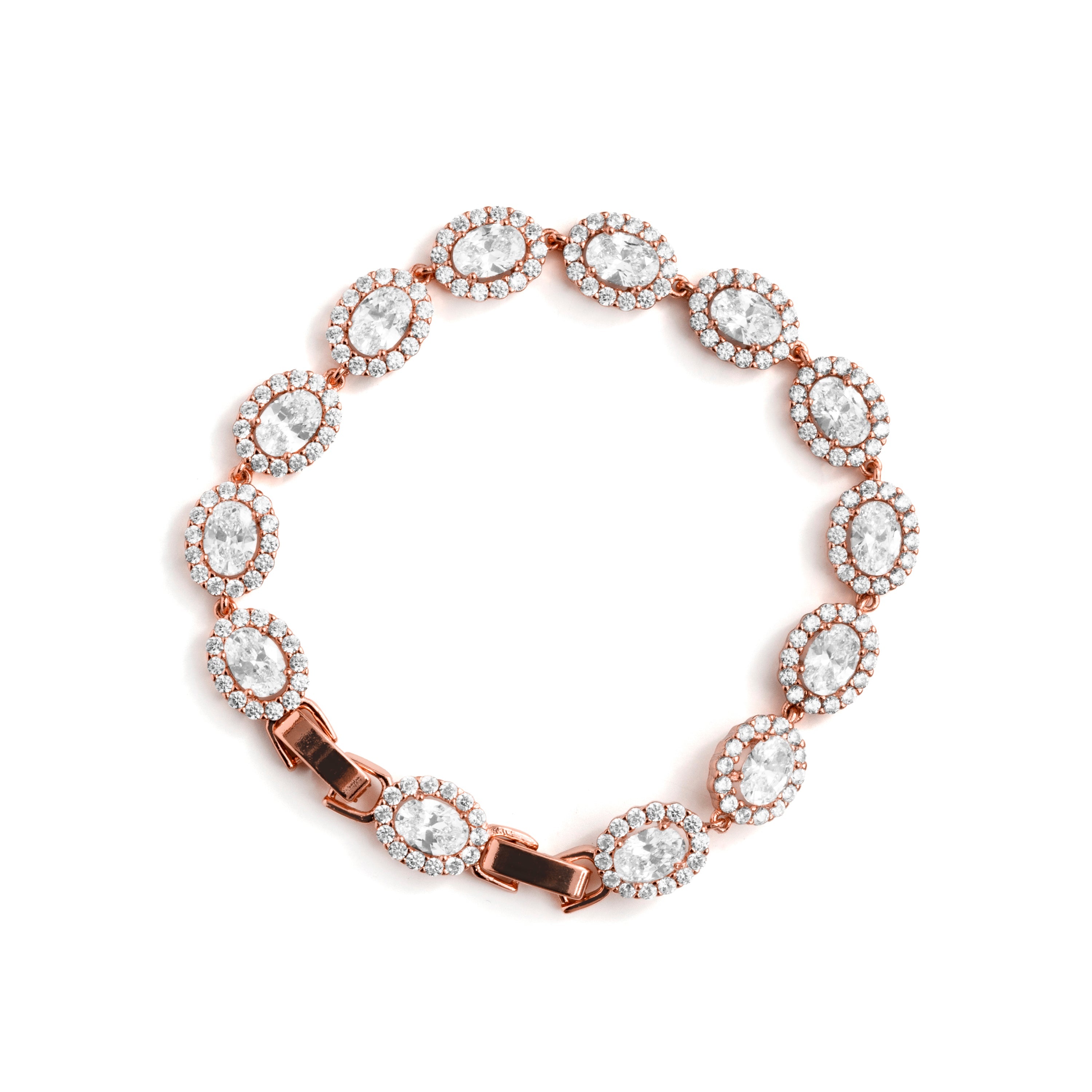 Brilliant Cubic Zirconia Bracelet with an 18k Rose Gold Finish - Zarane