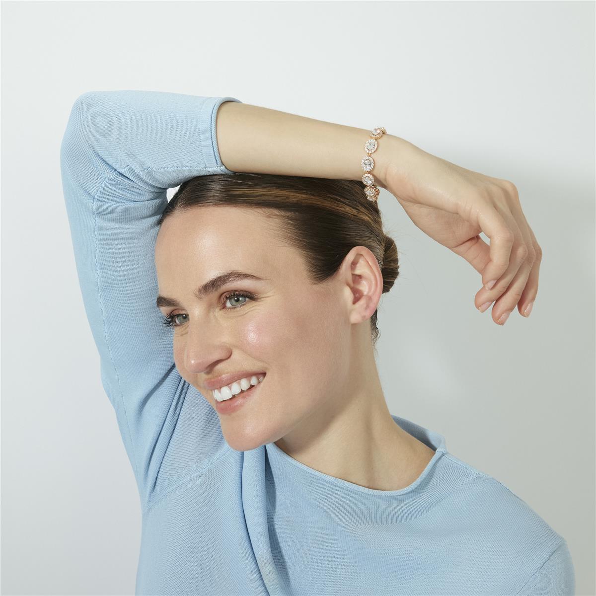 Brilliant Cubic Zirconia Bracelet with an 18k Rose Gold Finish - Zarane