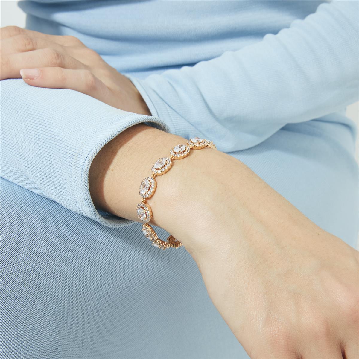 Brilliant Cubic Zirconia Bracelet with an 18k Rose Gold Finish - Zarane