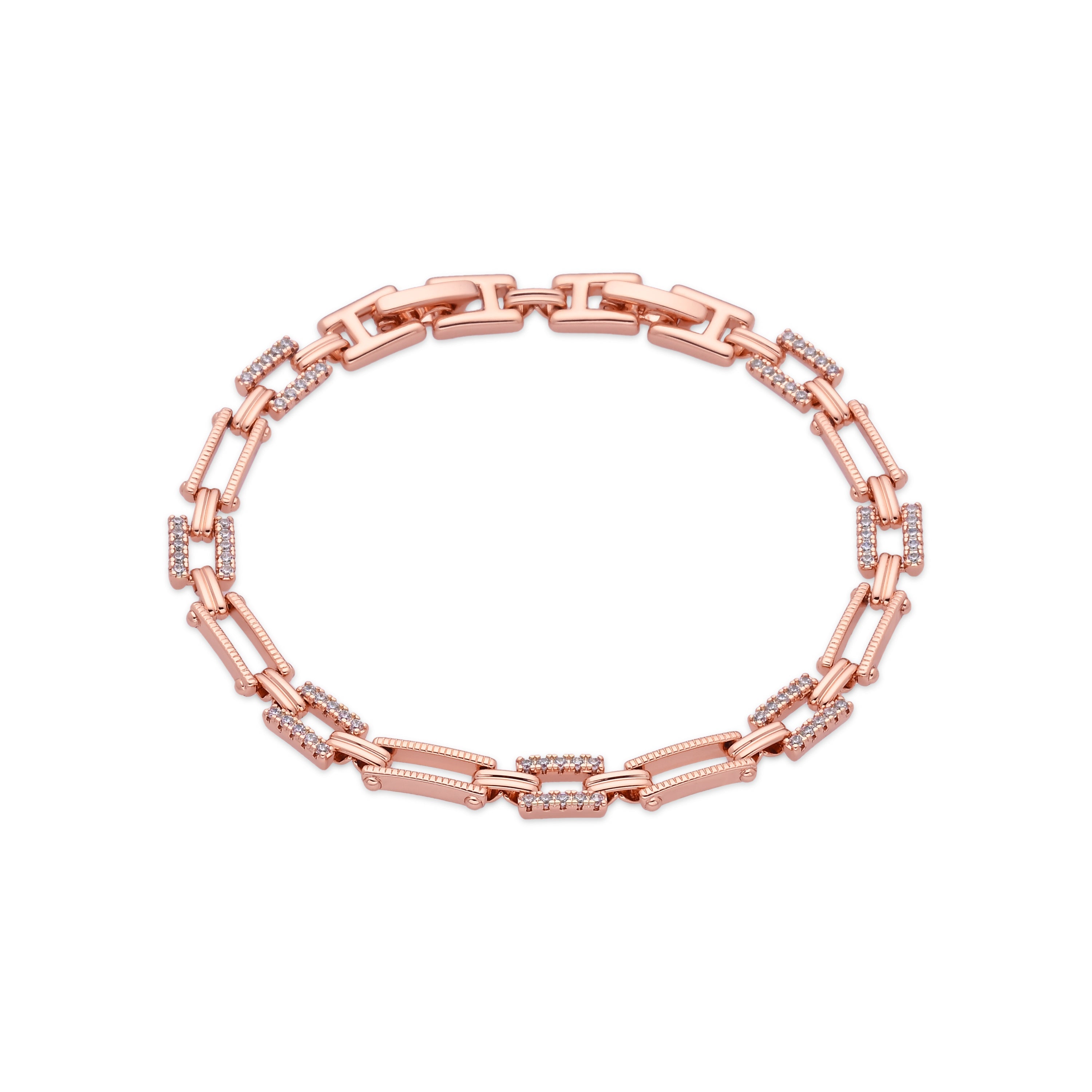 18k Rose Gold Plated Cubic Zirconia Bracelet - Elki