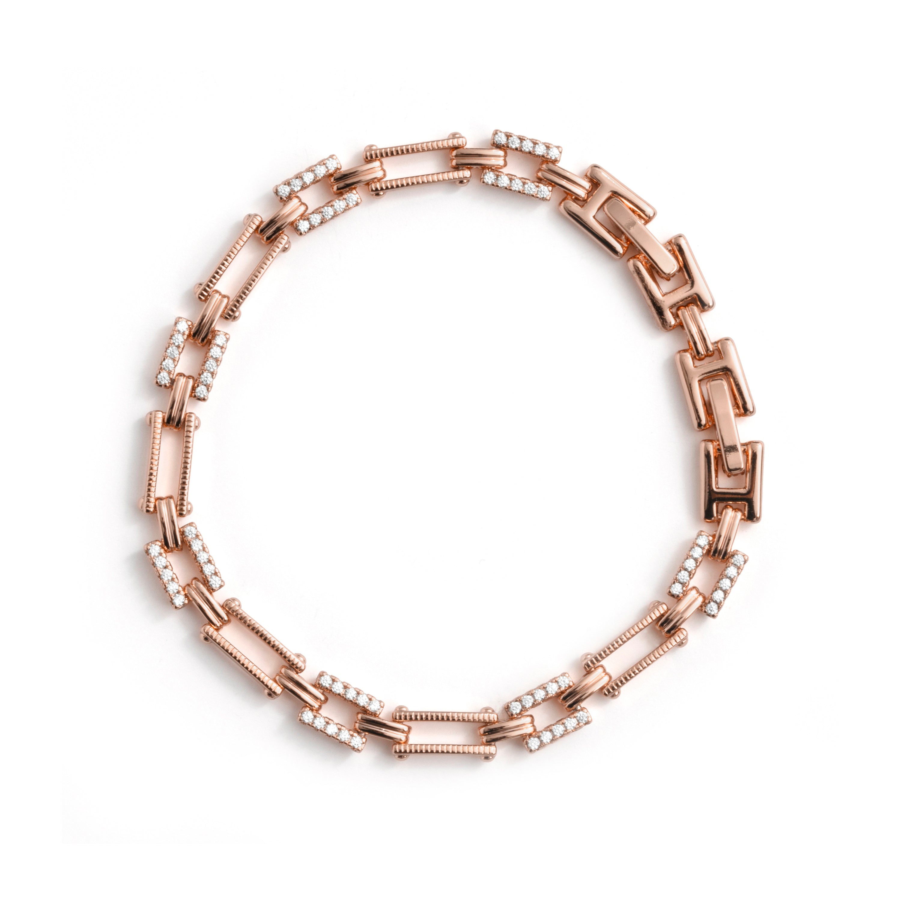 18k Rose Gold Plated Cubic Zirconia Bracelet - Elki
