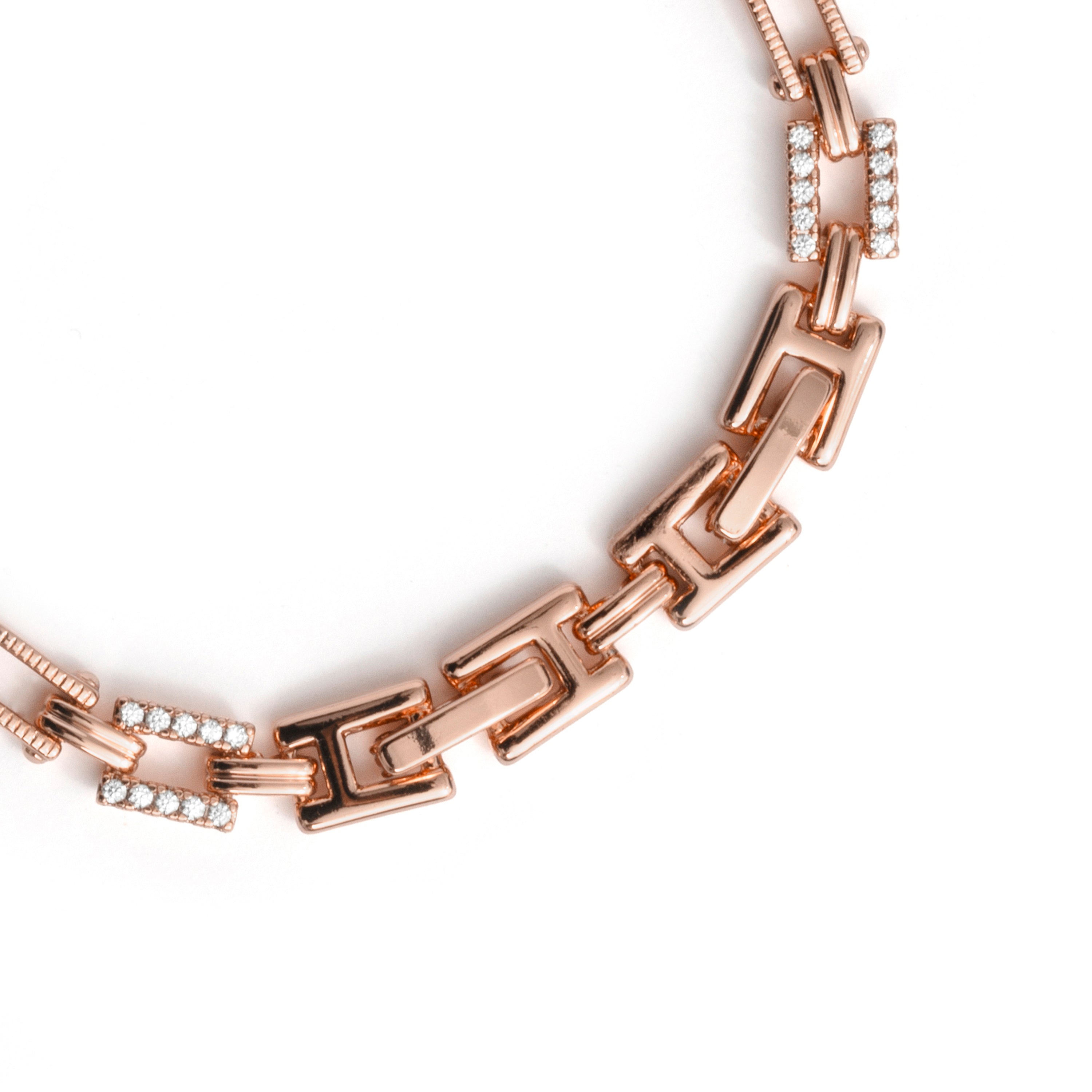 18k Rose Gold Plated Cubic Zirconia Bracelet - Elki