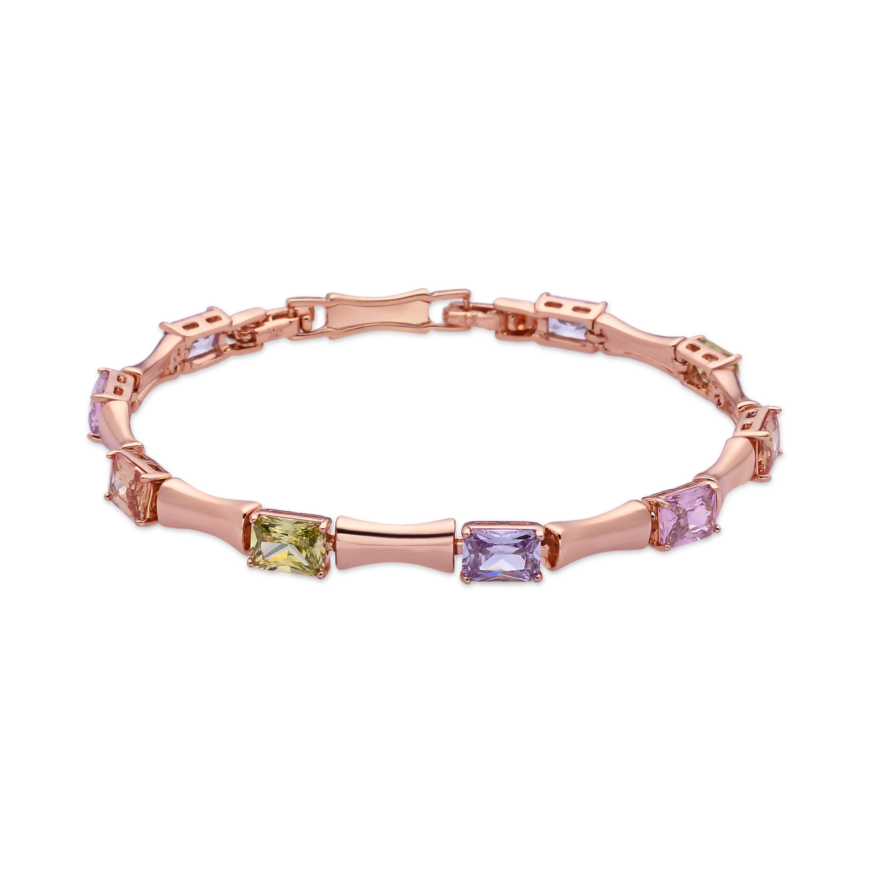 Multicolor Zircon Bracelet with 18k Rose Gold Plating - Isbil
