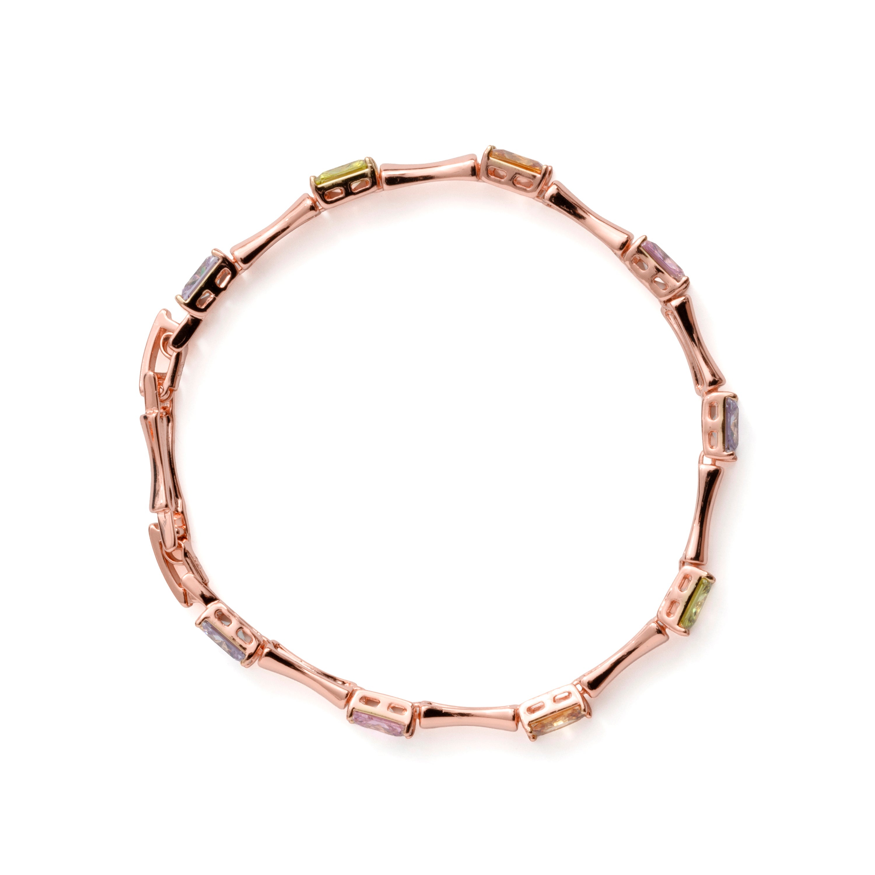 Multicolor Zircon Bracelet with 18k Rose Gold Plating - Isbil
