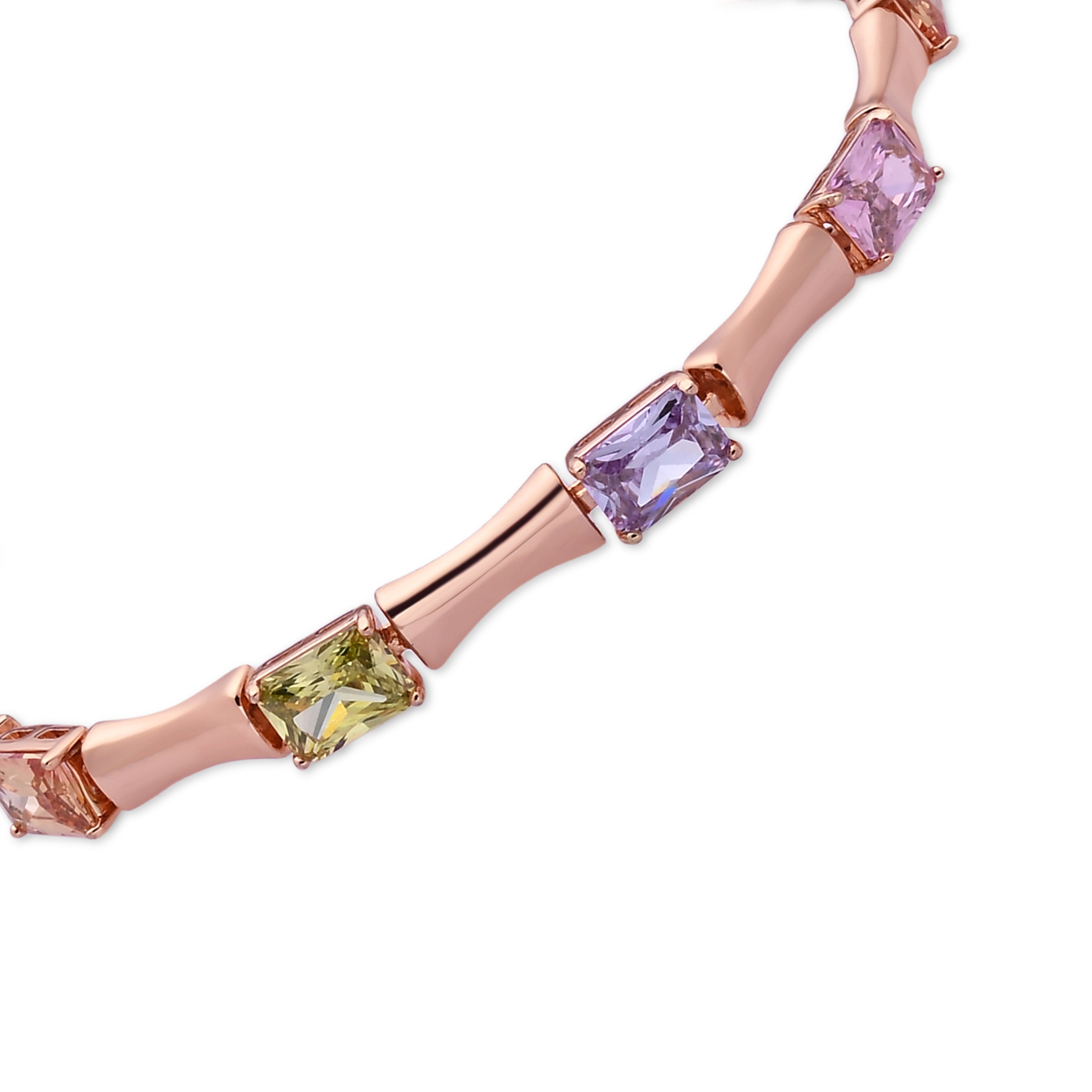 Multicolor Zircon Bracelet with 18k Rose Gold Plating - Isbil
