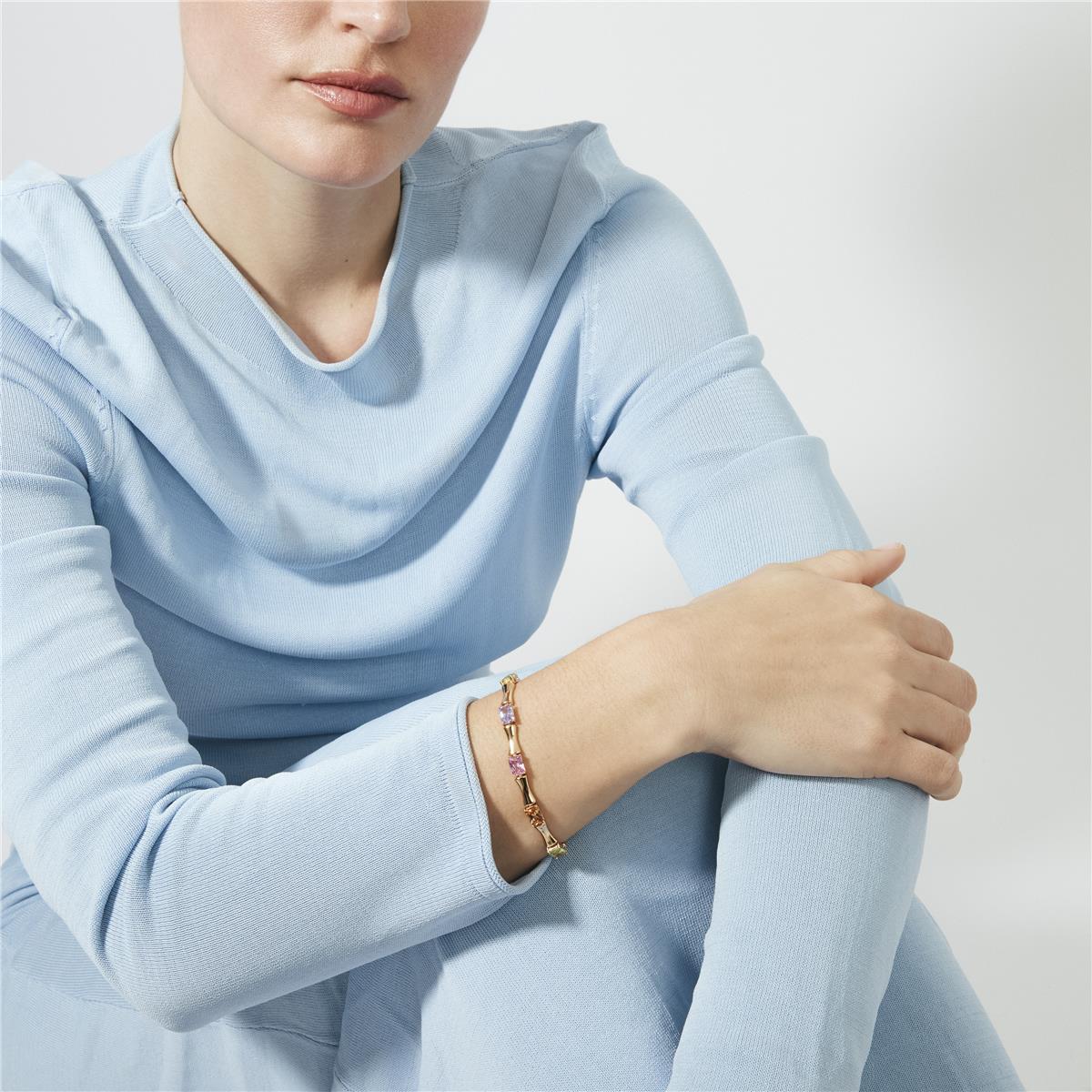 Multicolor Zircon Bracelet with 18k Rose Gold Plating - Isbil