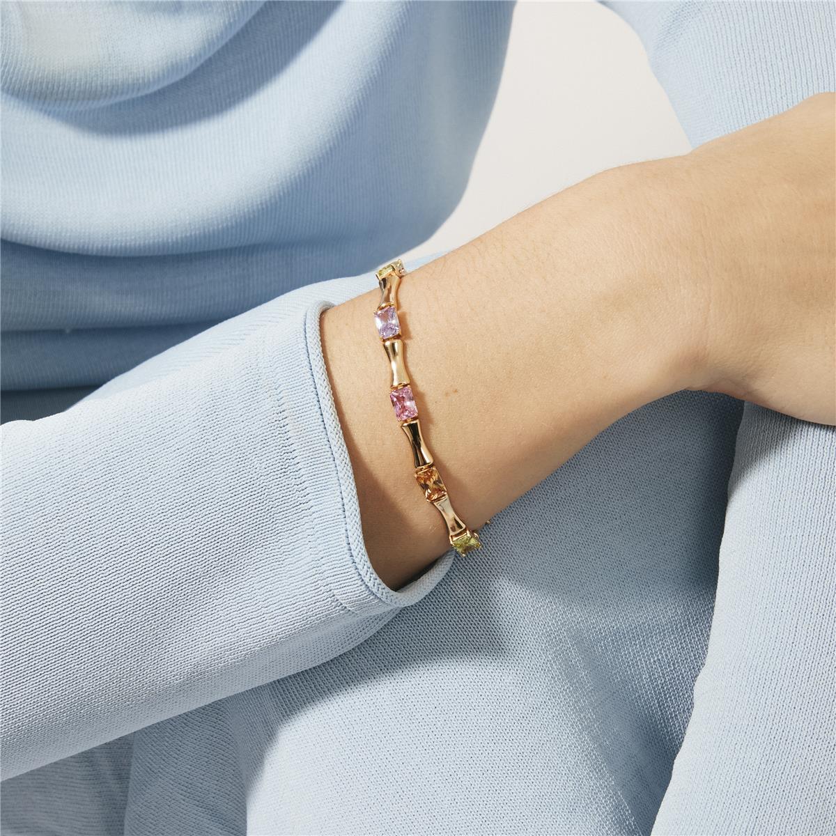 Multicolor Zircon Bracelet with 18k Rose Gold Plating - Isbil