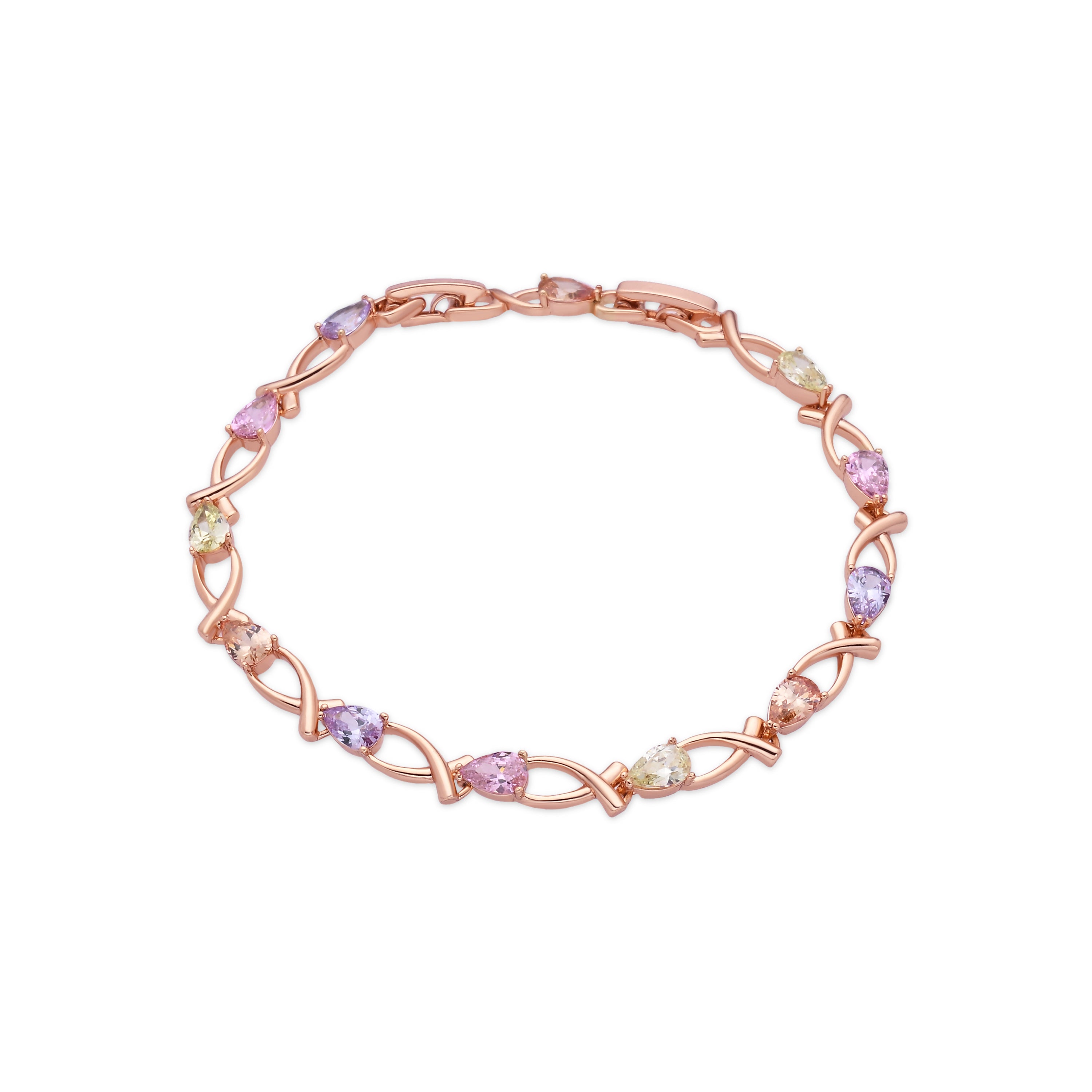 Multi-colored Zircon Bracelet with 18k Rose Gold Finish - Norgal