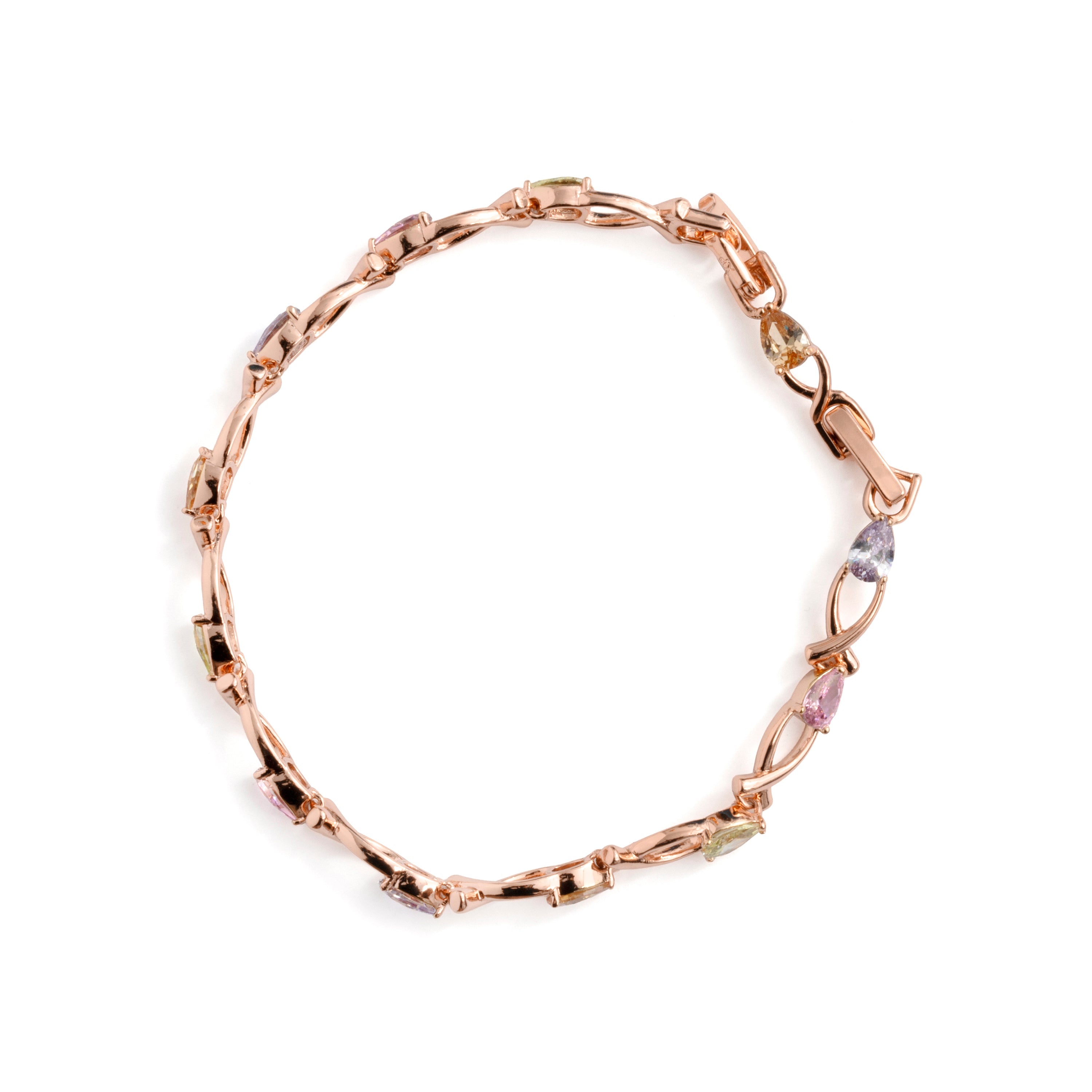 Multi-colored Zircon Bracelet with 18k Rose Gold Finish - Norgal