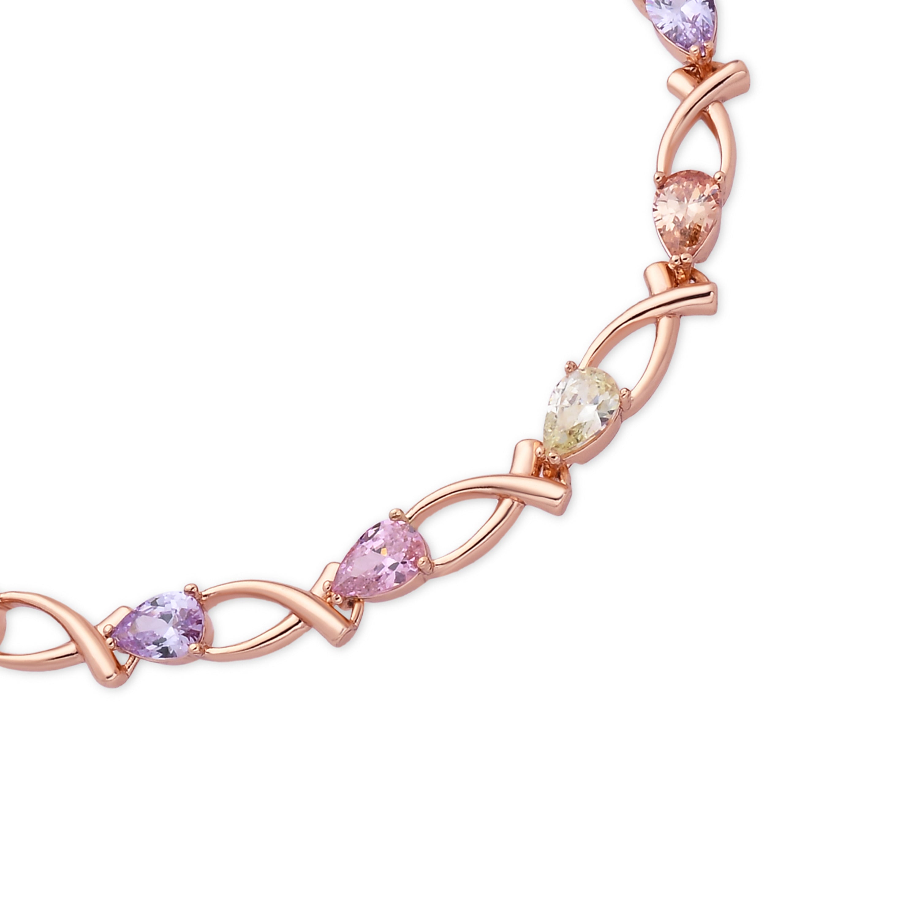 Multi-colored Zircon Bracelet with 18k Rose Gold Finish - Norgal