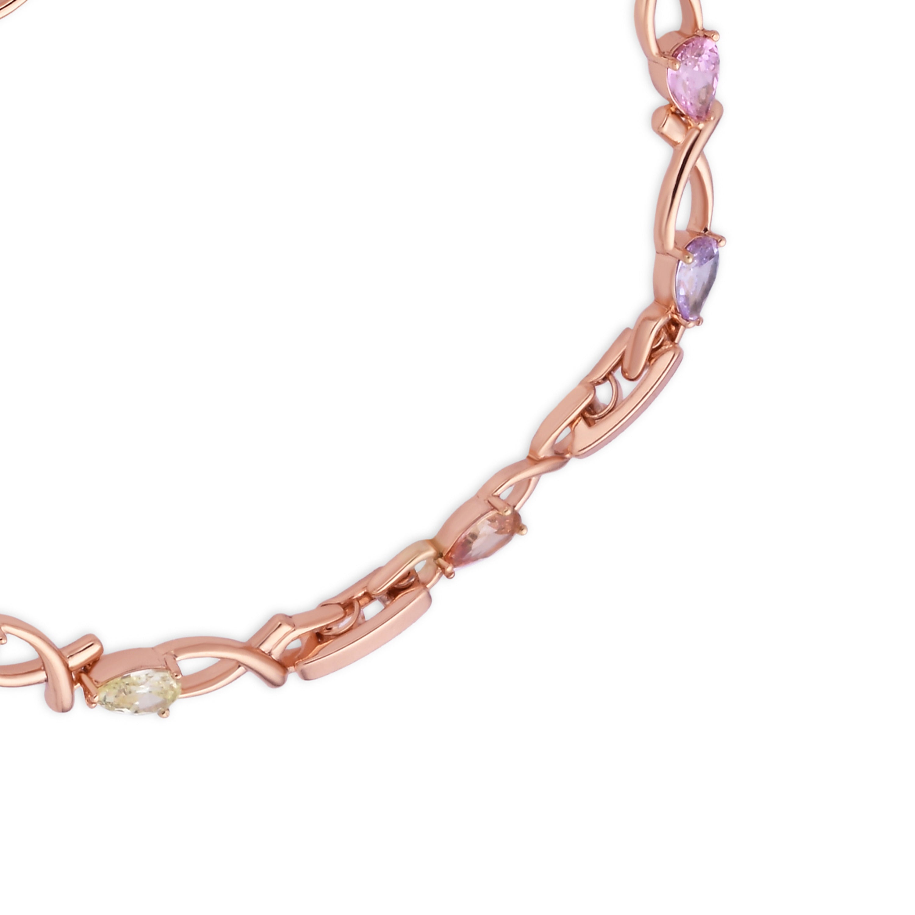 Multi-colored Zircon Bracelet with 18k Rose Gold Finish - Norgal