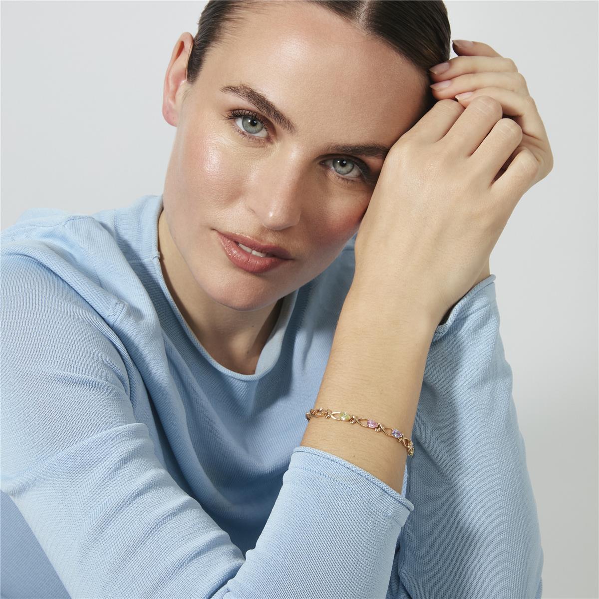 Multi-colored Zircon Bracelet with 18k Rose Gold Finish - Norgal