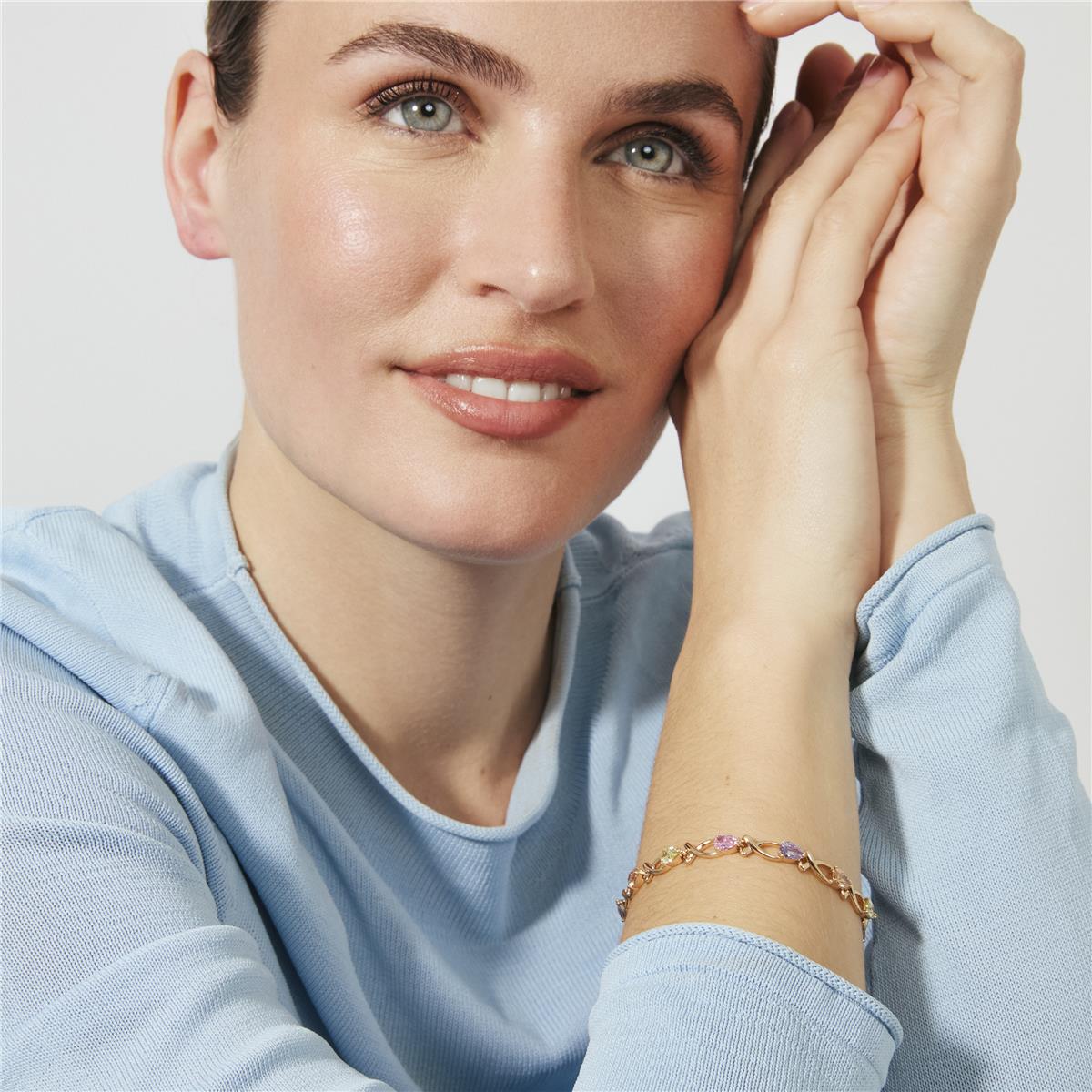 Multi-colored Zircon Bracelet with 18k Rose Gold Finish - Norgal