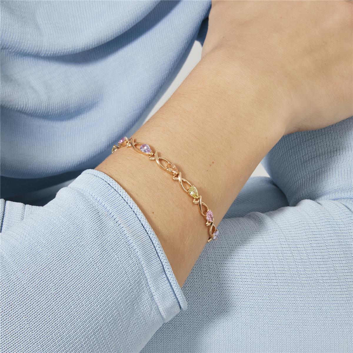 Multi-colored Zircon Bracelet with 18k Rose Gold Finish - Norgal