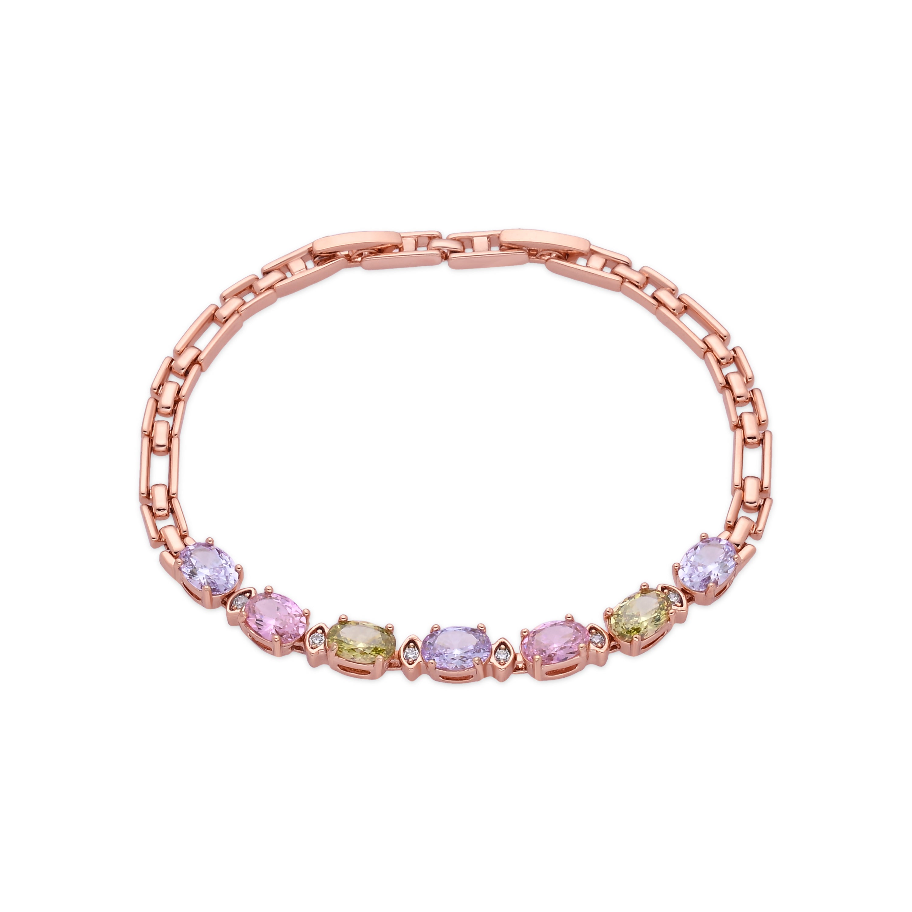 Multicolor Zirconia Bracelet with 18k Rose Gold Plating - Aimus