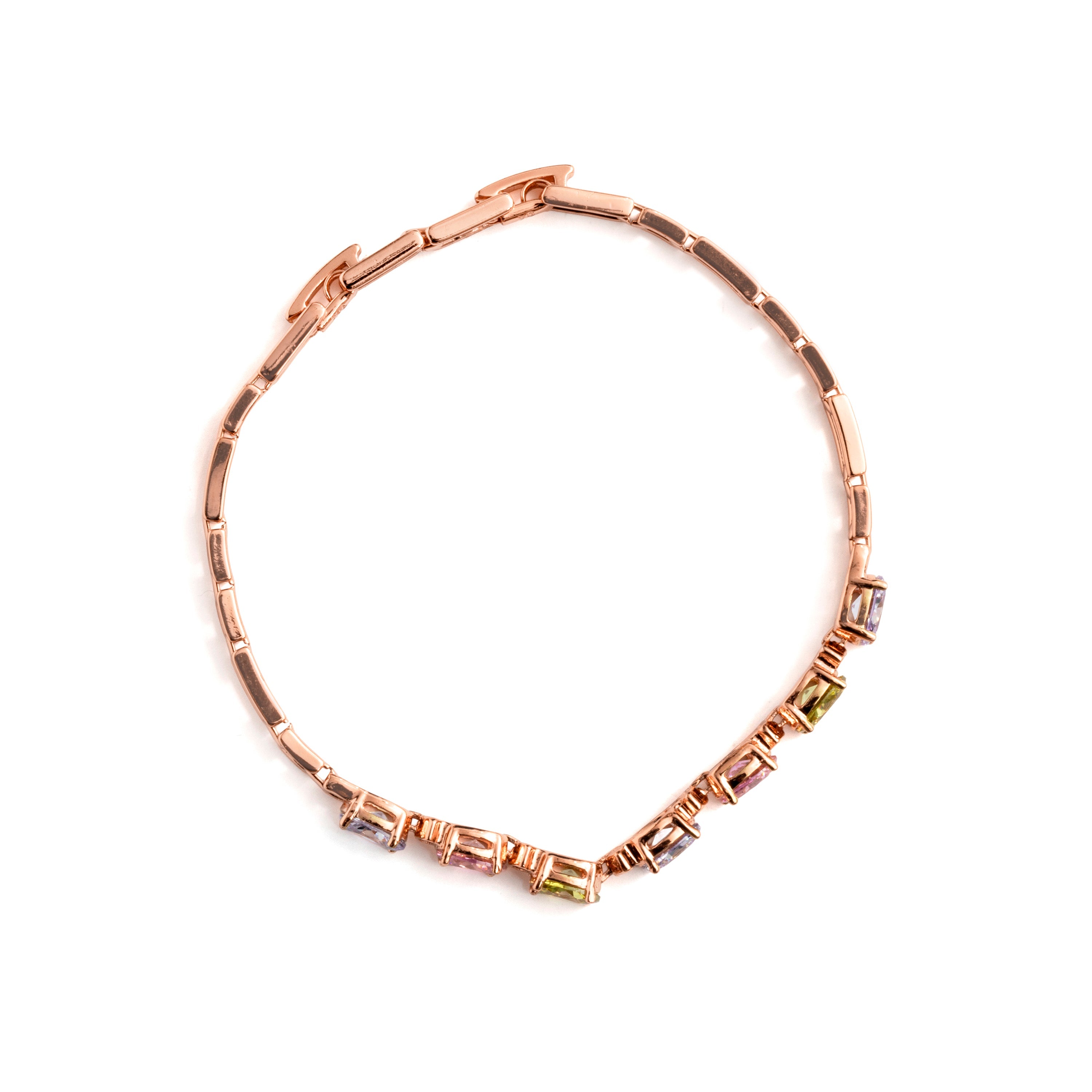Multicolor Zirconia Bracelet with 18k Rose Gold Plating - Aimus