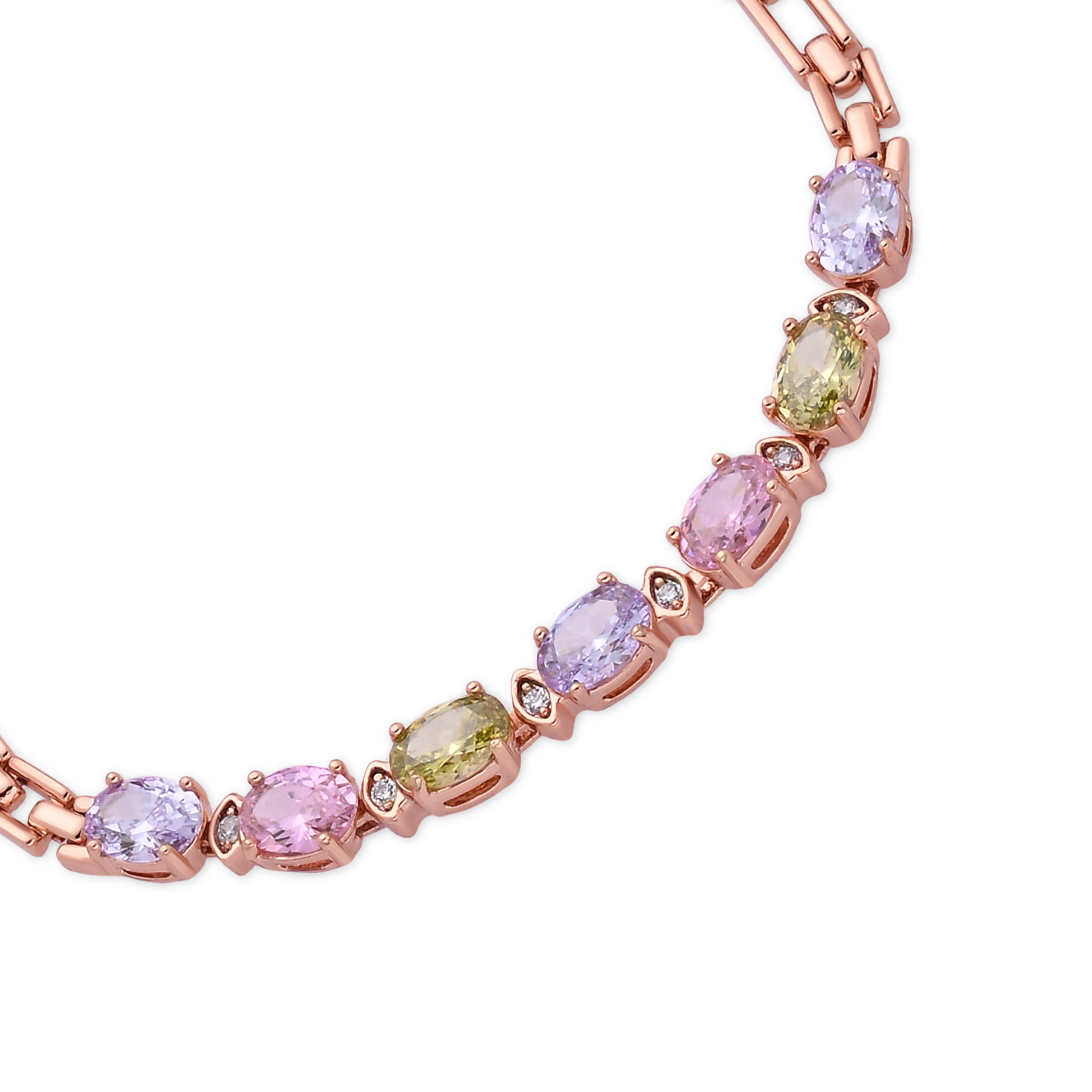 Multicolor Zirconia Bracelet with 18k Rose Gold Plating - Aimus
