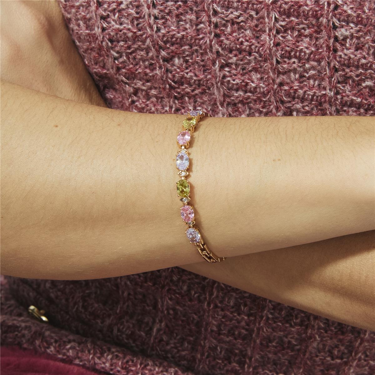 Multicolor Zirconia Bracelet with 18k Rose Gold Plating - Aimus