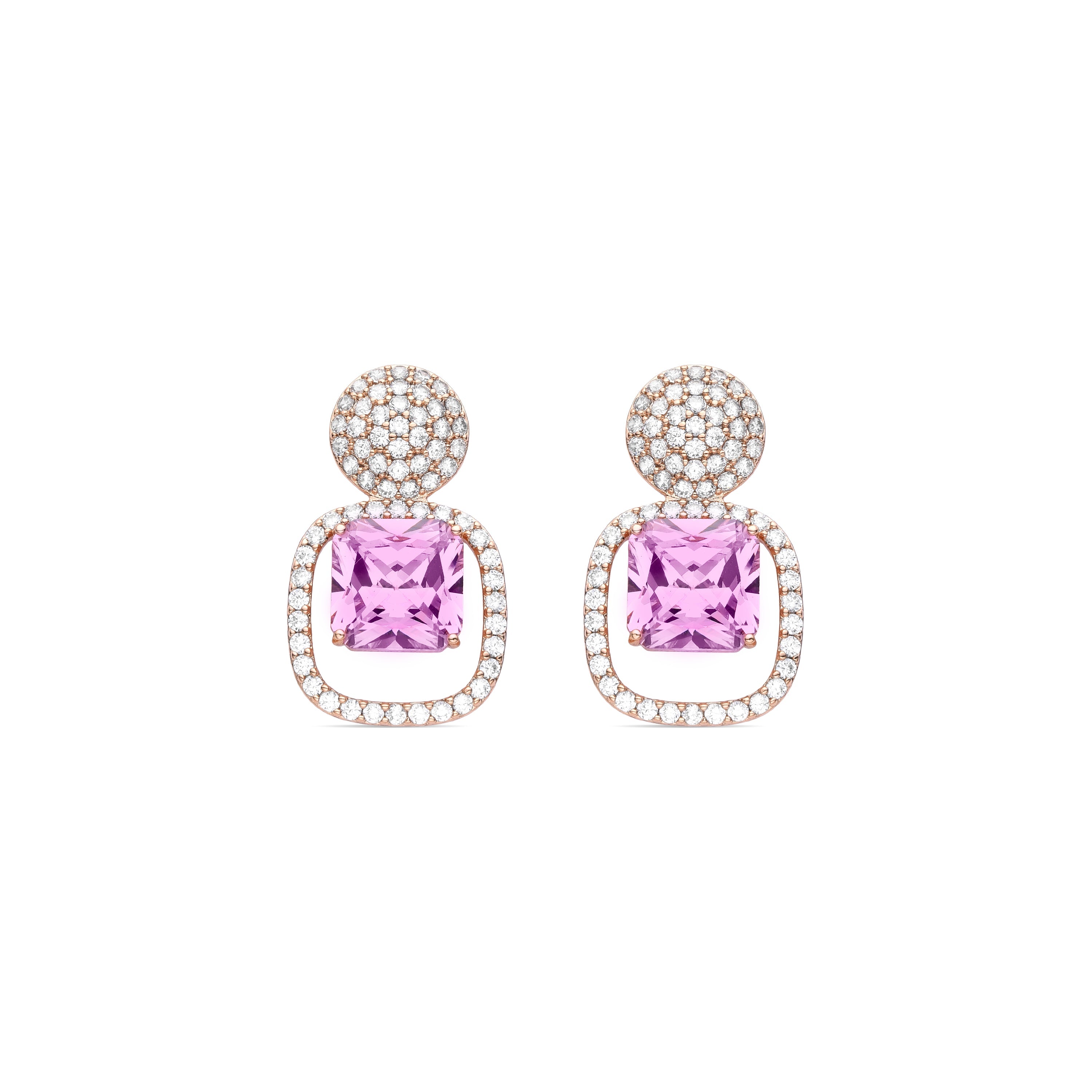 Pink Crystal Earrings finished in 18K rose gold - Asdrel