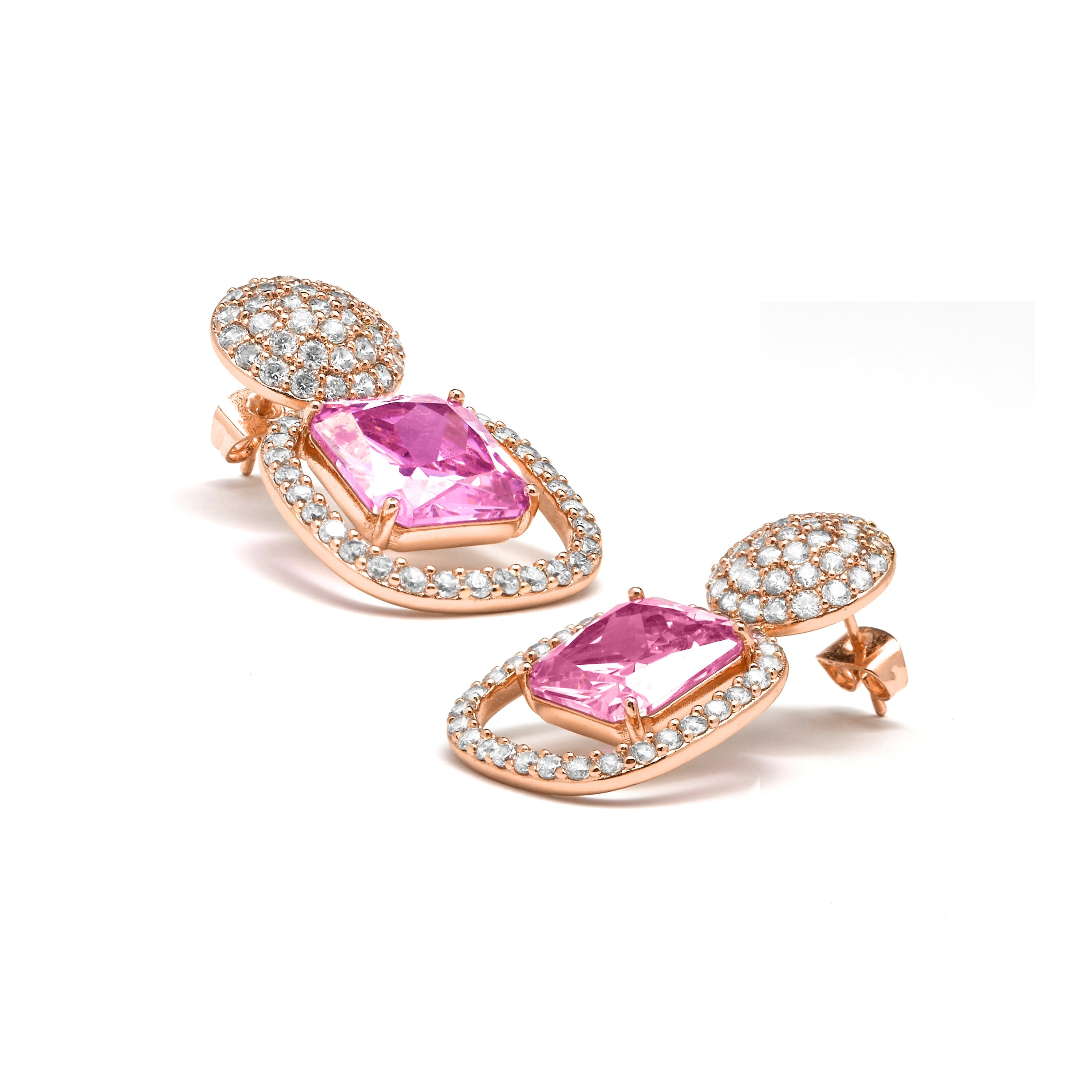 Pink Crystal Earrings finished in 18K rose gold - Asdrel