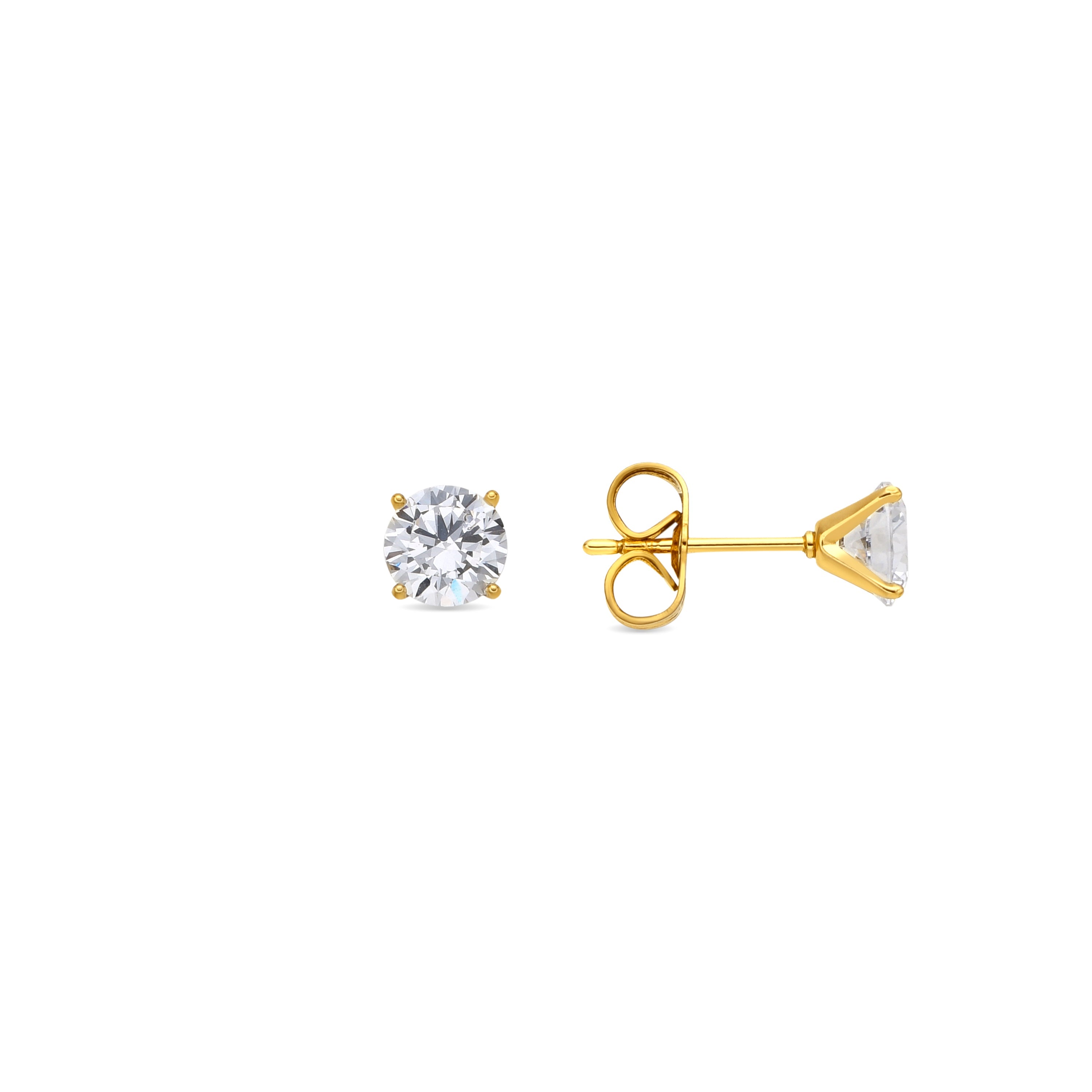 Stud Earrings with Brilliant Zirconia, 18k Rose Gold Plated - Verak
