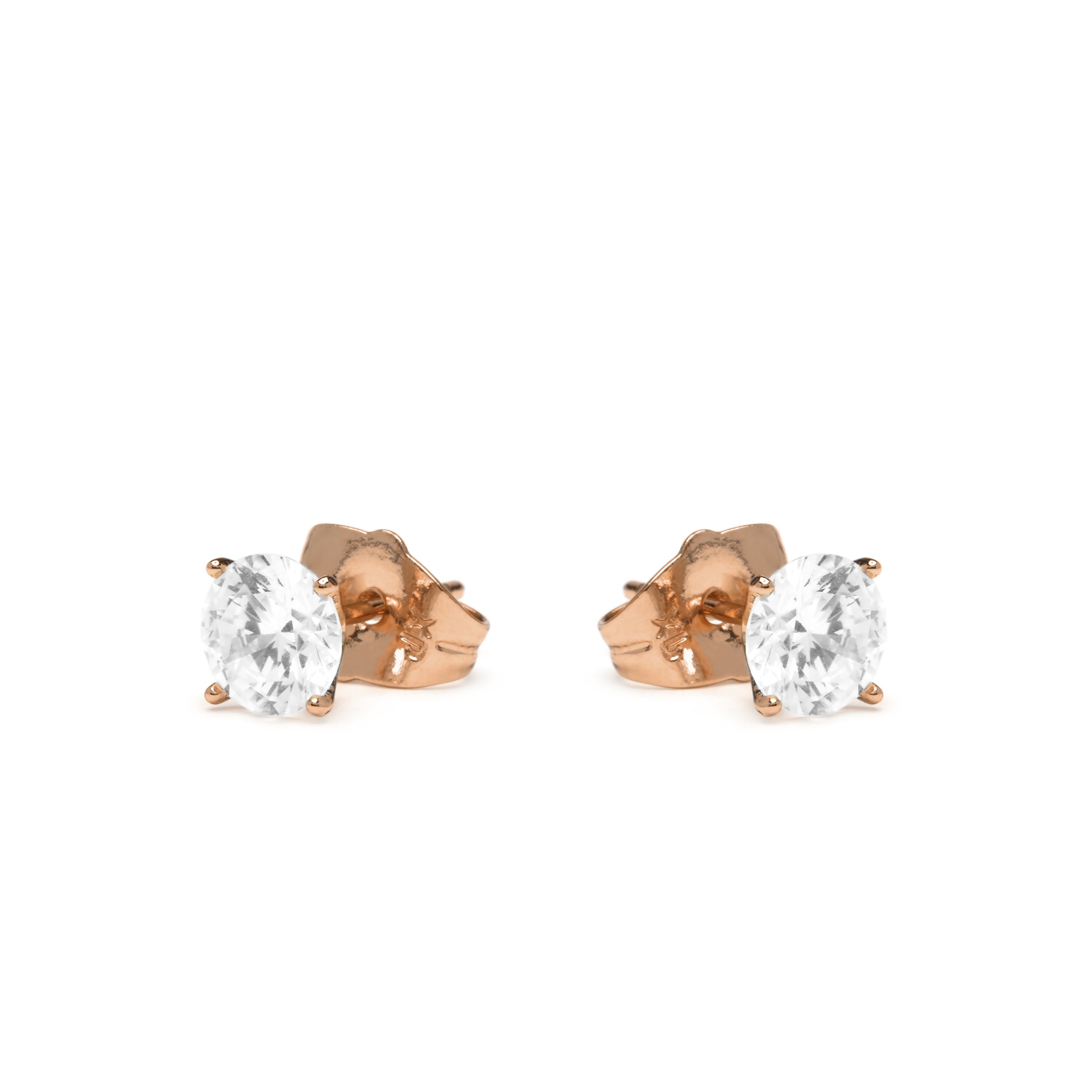 Stud Earrings with Brilliant Zirconia, 18k Rose Gold Plated - Verak