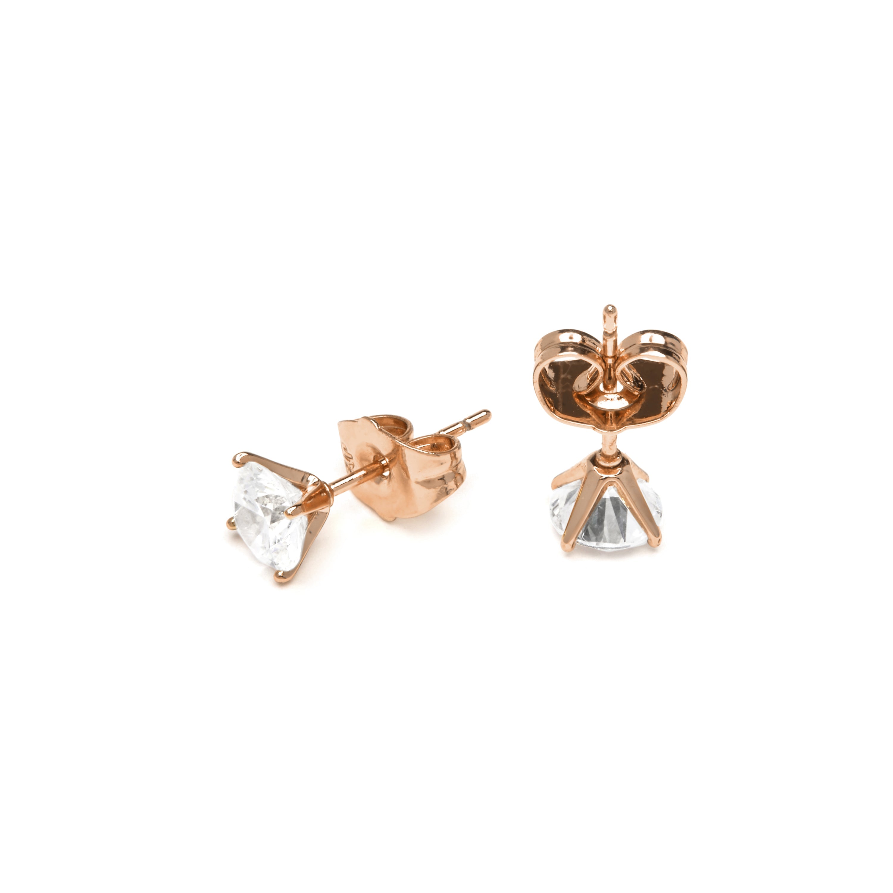 Stud Earrings with Brilliant Zirconia, 18k Rose Gold Plated - Verak
