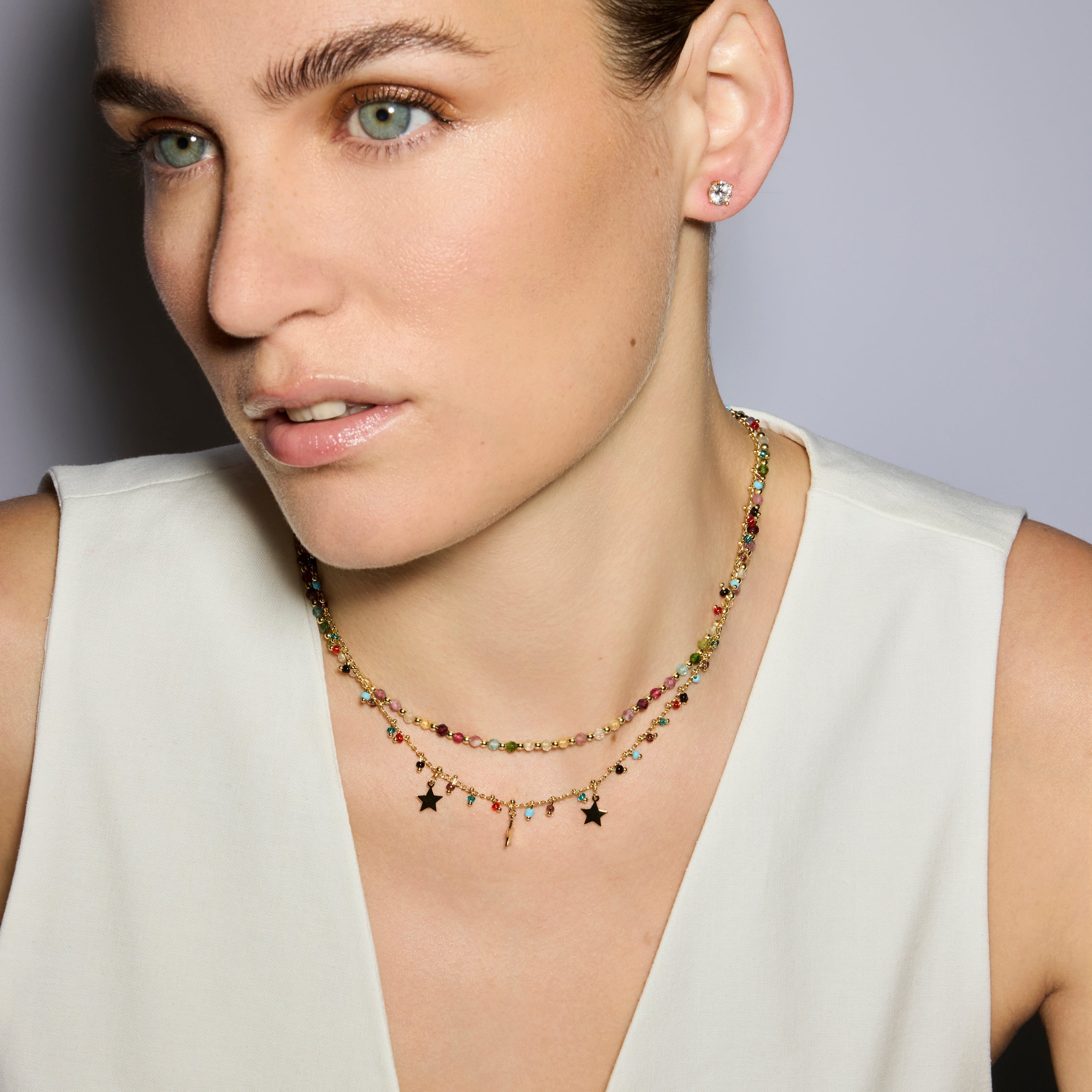 Stud Earrings with Brilliant Zirconia, 18k Rose Gold Plated - Verak