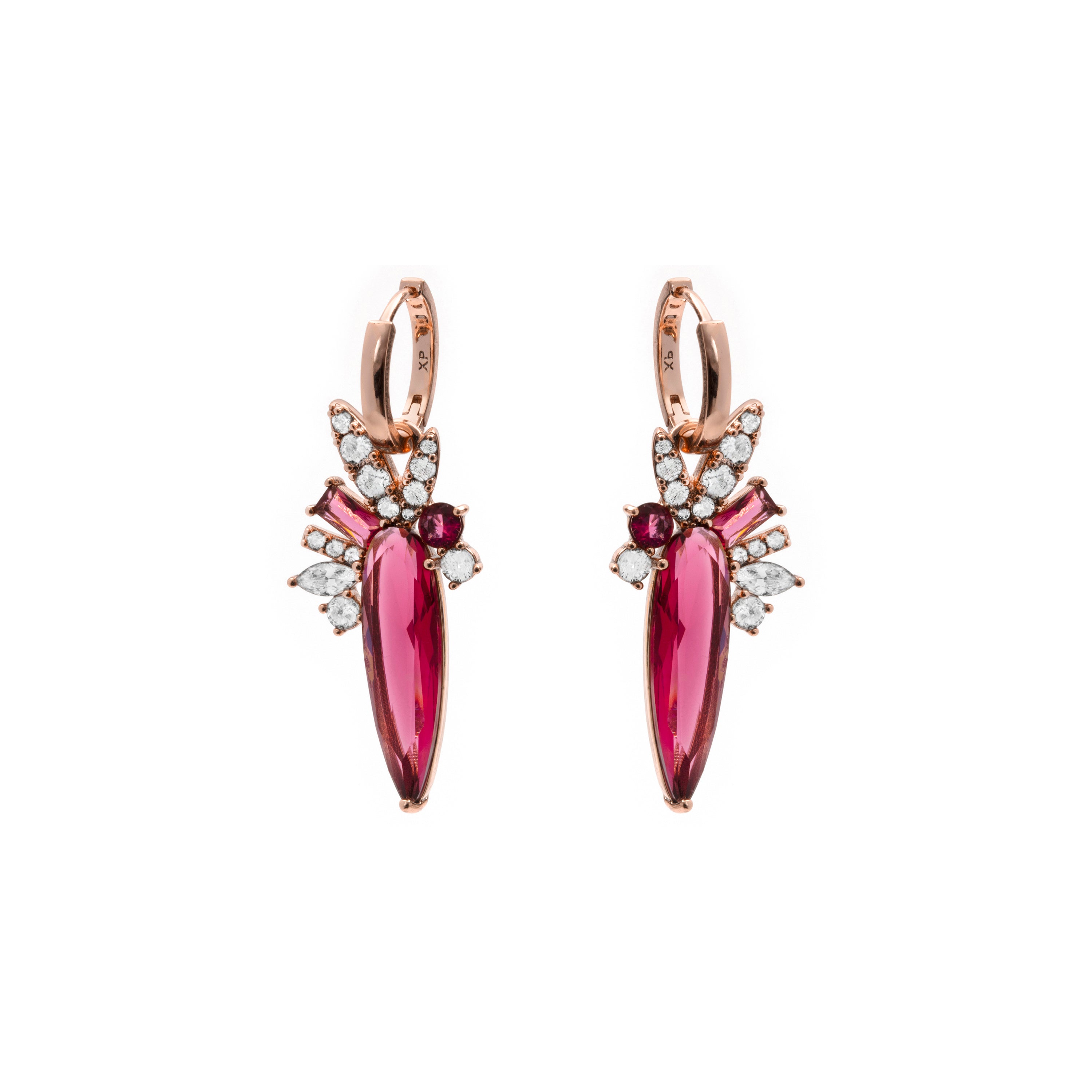 Cherry Hydrothermal Quartz Earrings in 18k Rose Gold Finish - Girls