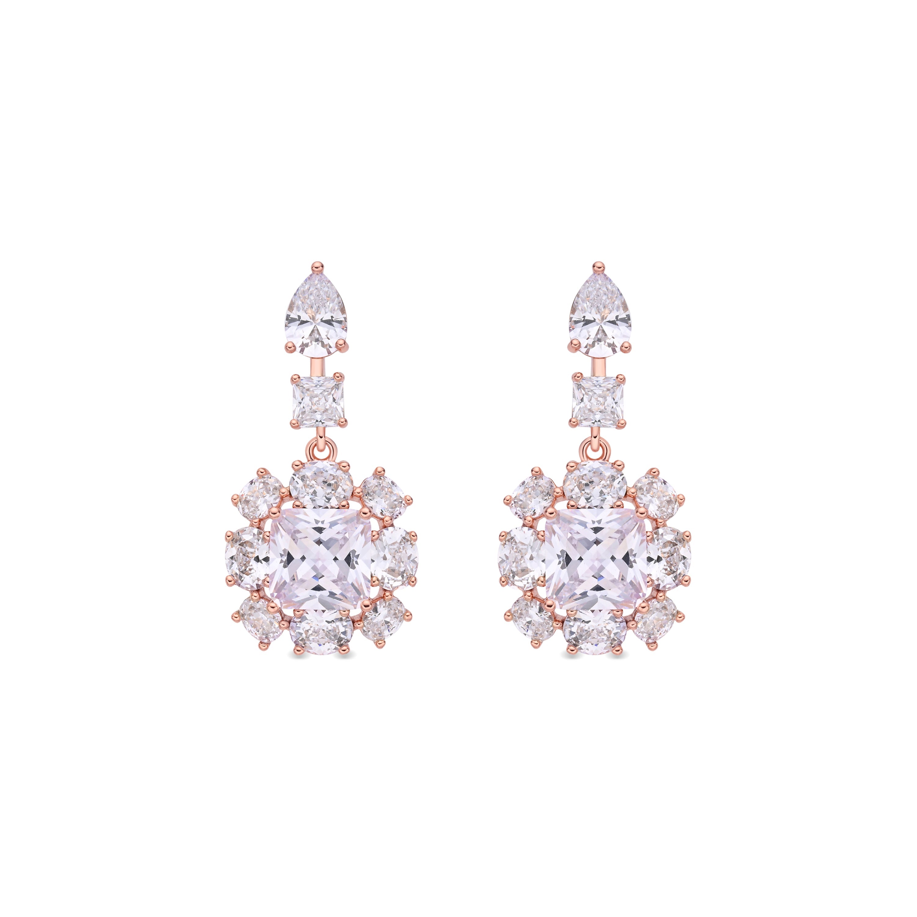 Brilliant Zircon Earrings in 18k Rose Gold Finish - Iwo