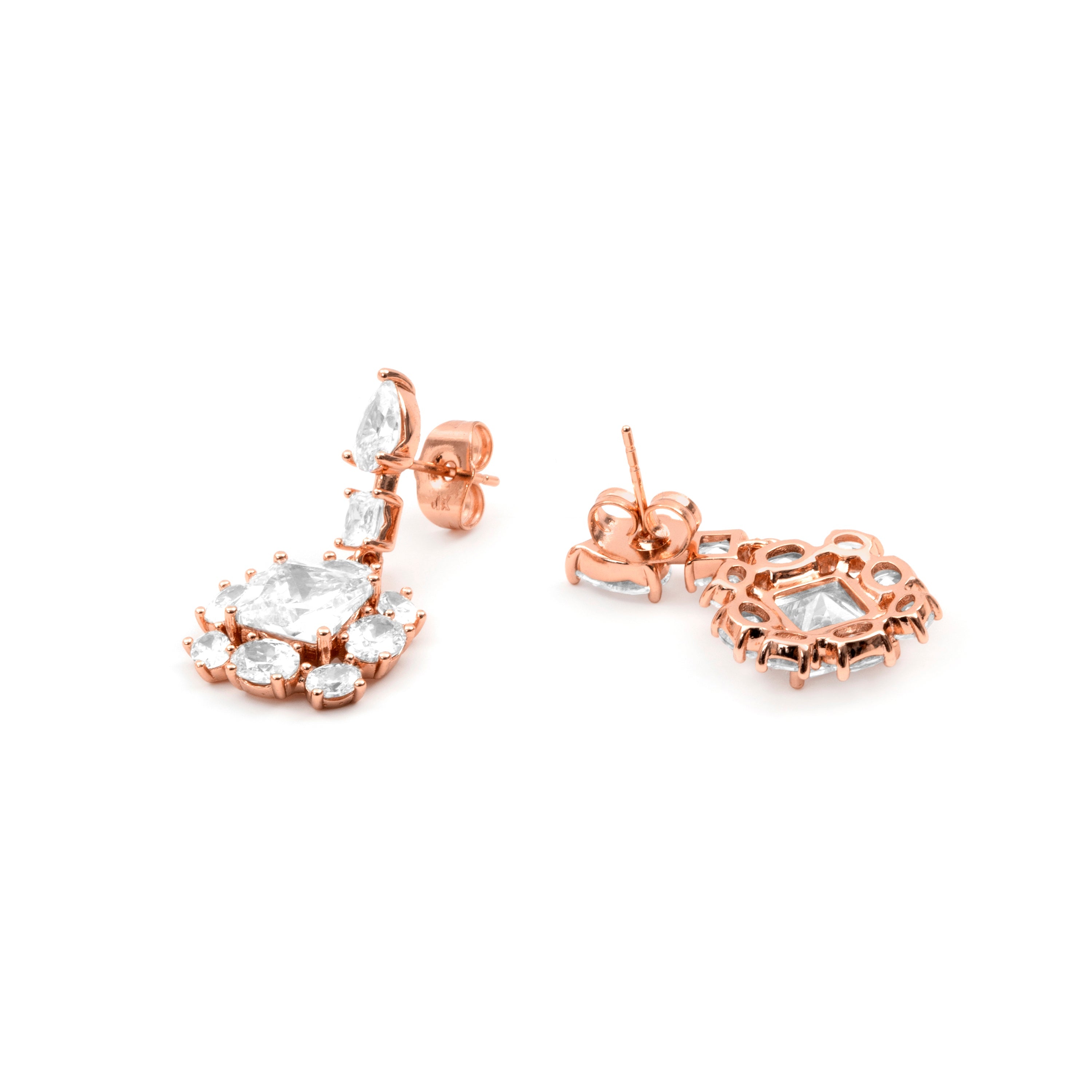 Brilliant Zircon Earrings in 18k Rose Gold Finish - Iwo