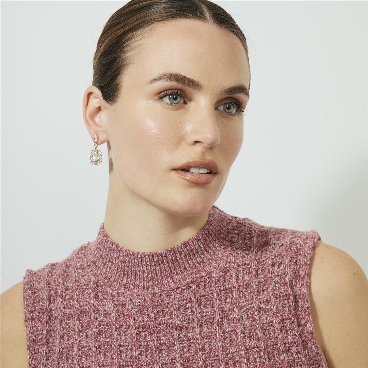 Brilliant Zircon Earrings in 18k Rose Gold Finish - Iwo