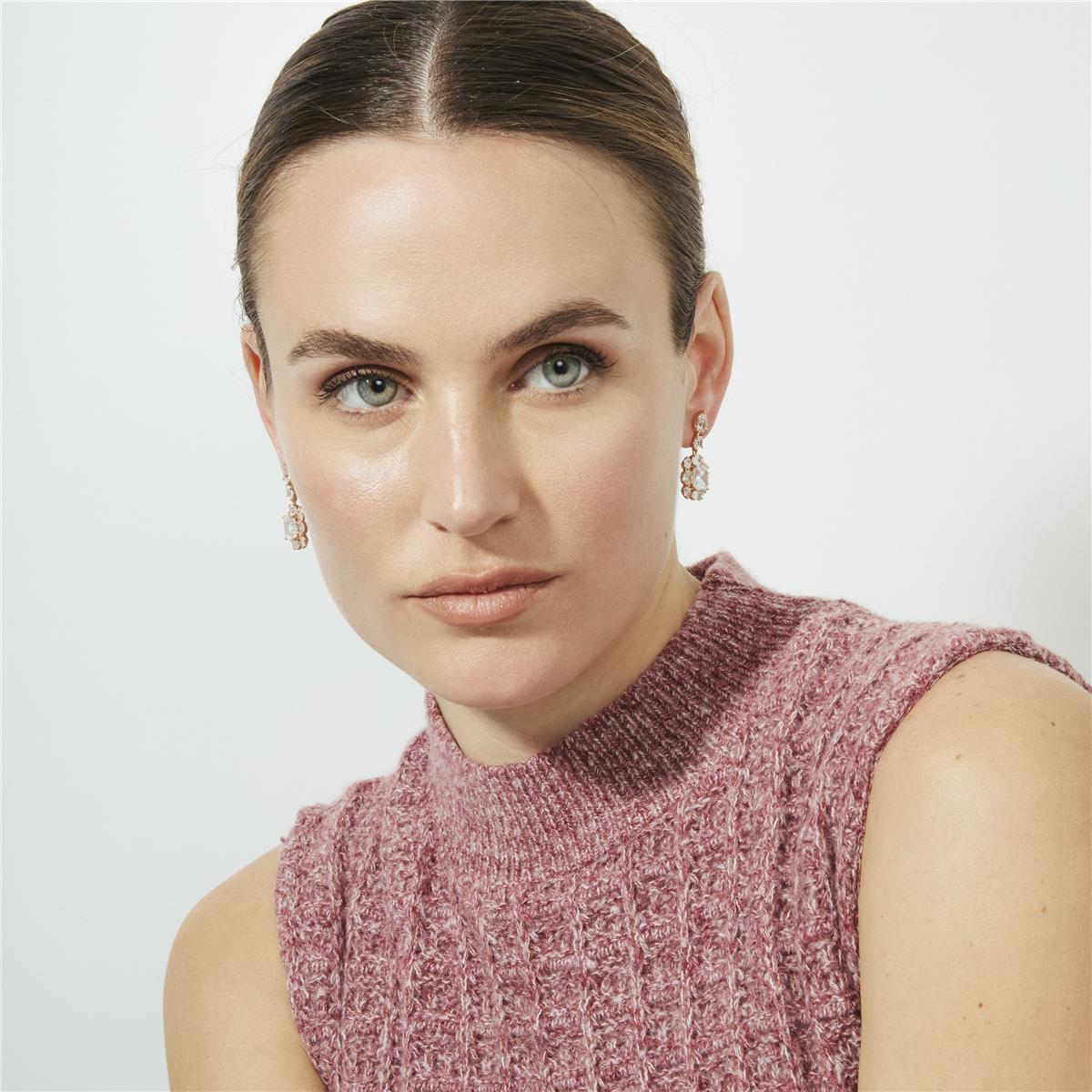 Brilliant Zircon Earrings in 18k Rose Gold Finish - Iwo