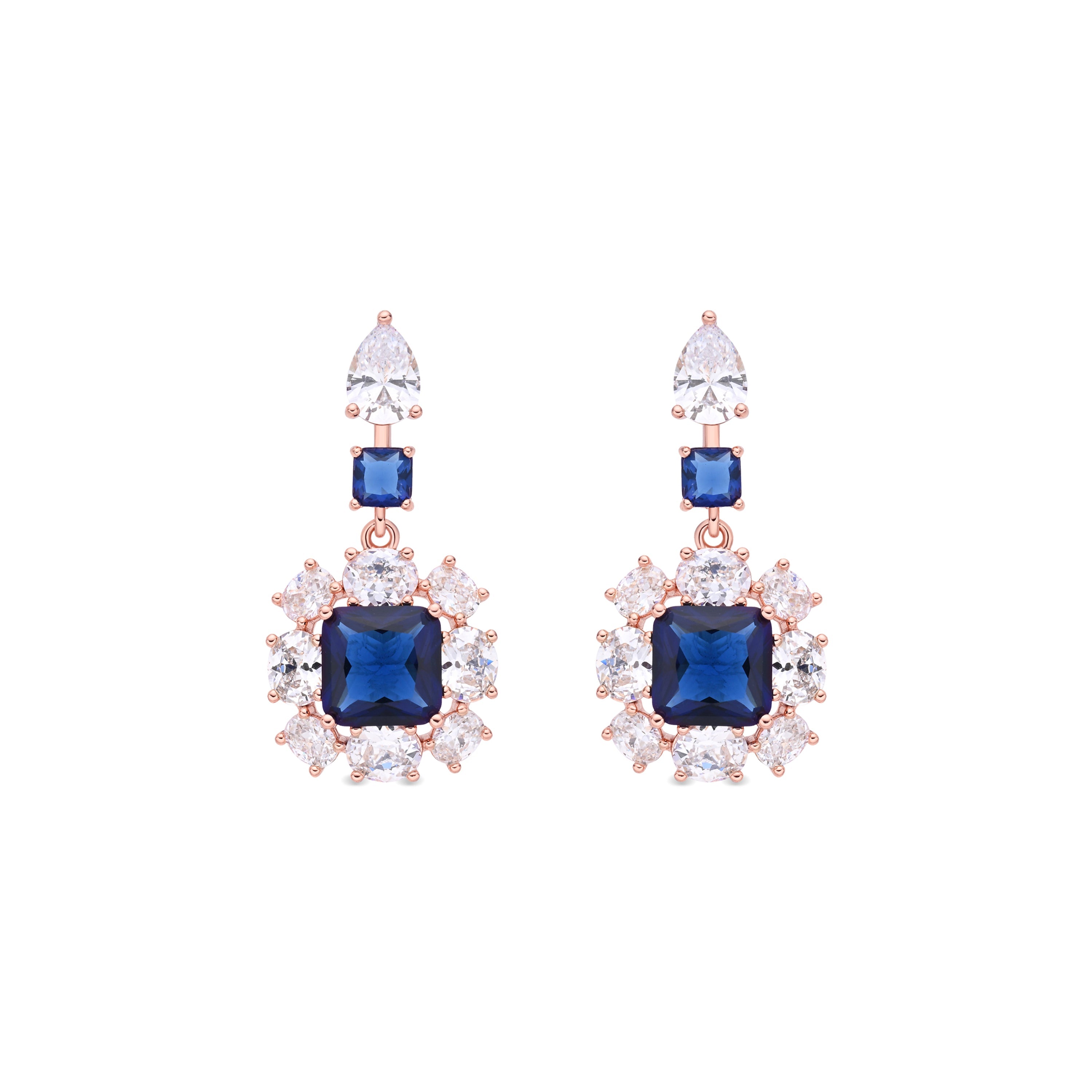 18k rose gold-plated Sapphire Zirconia Stud Earrings - Iwo