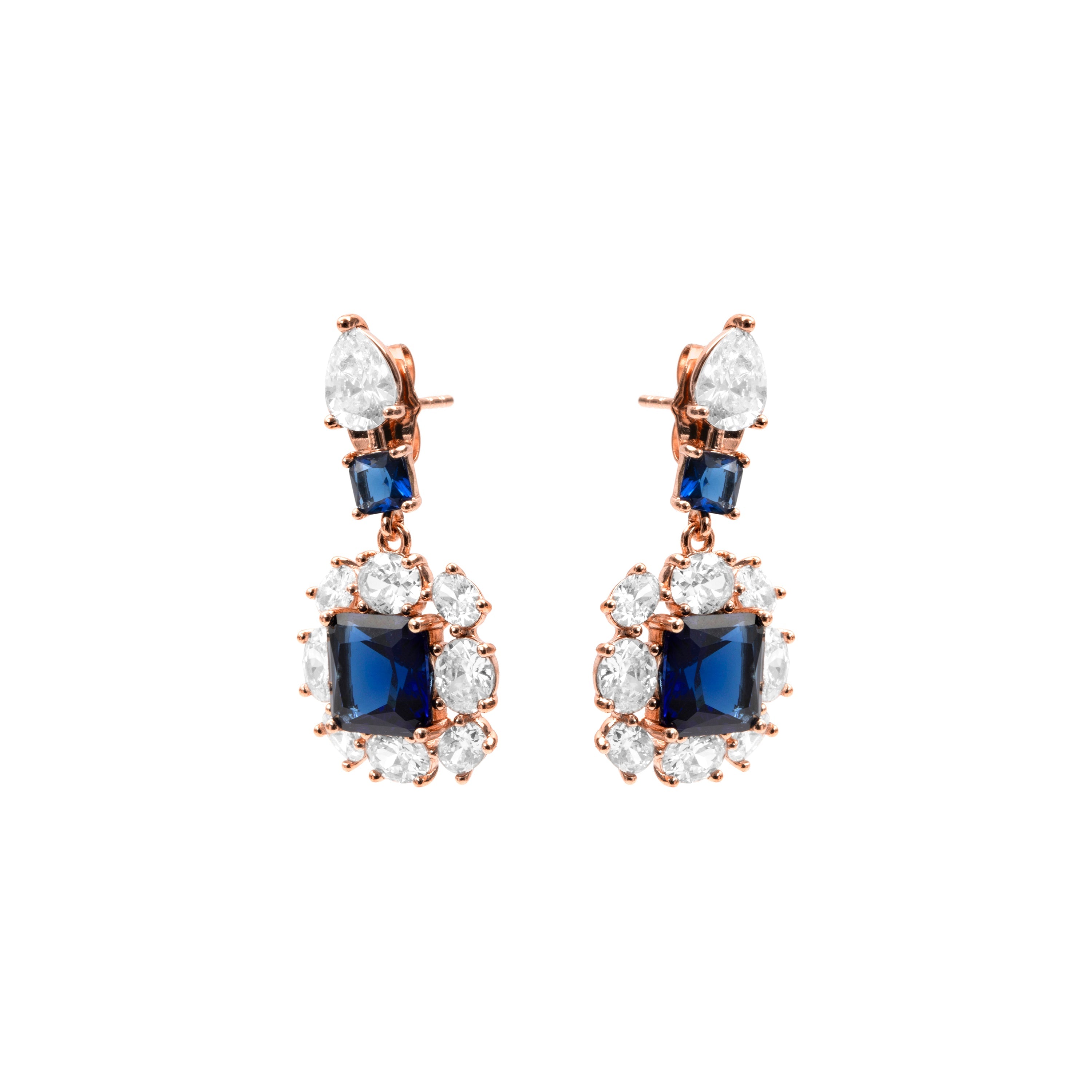 18k rose gold-plated Sapphire Zirconia Stud Earrings - Iwo