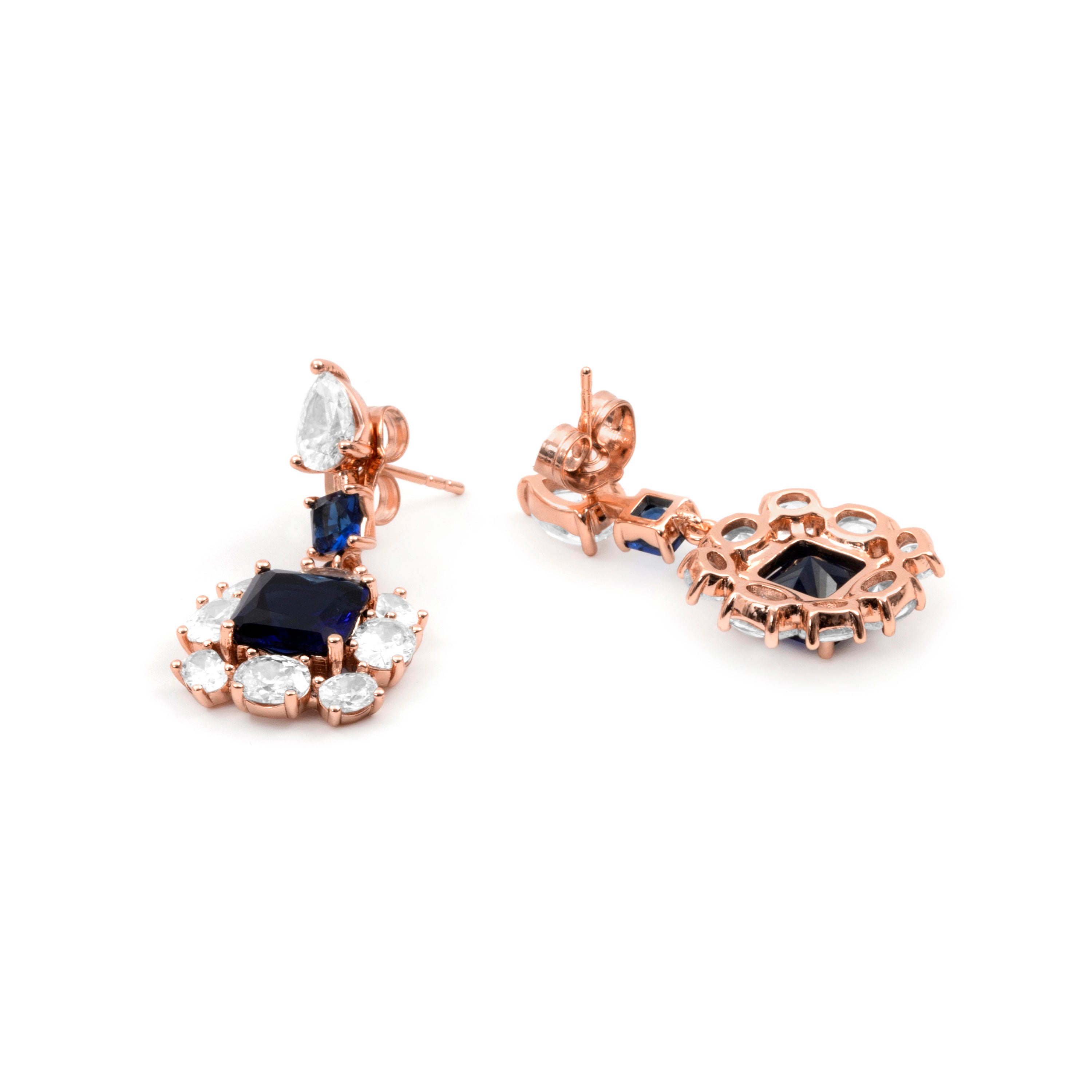 18k rose gold-plated Sapphire Zirconia Stud Earrings - Iwo