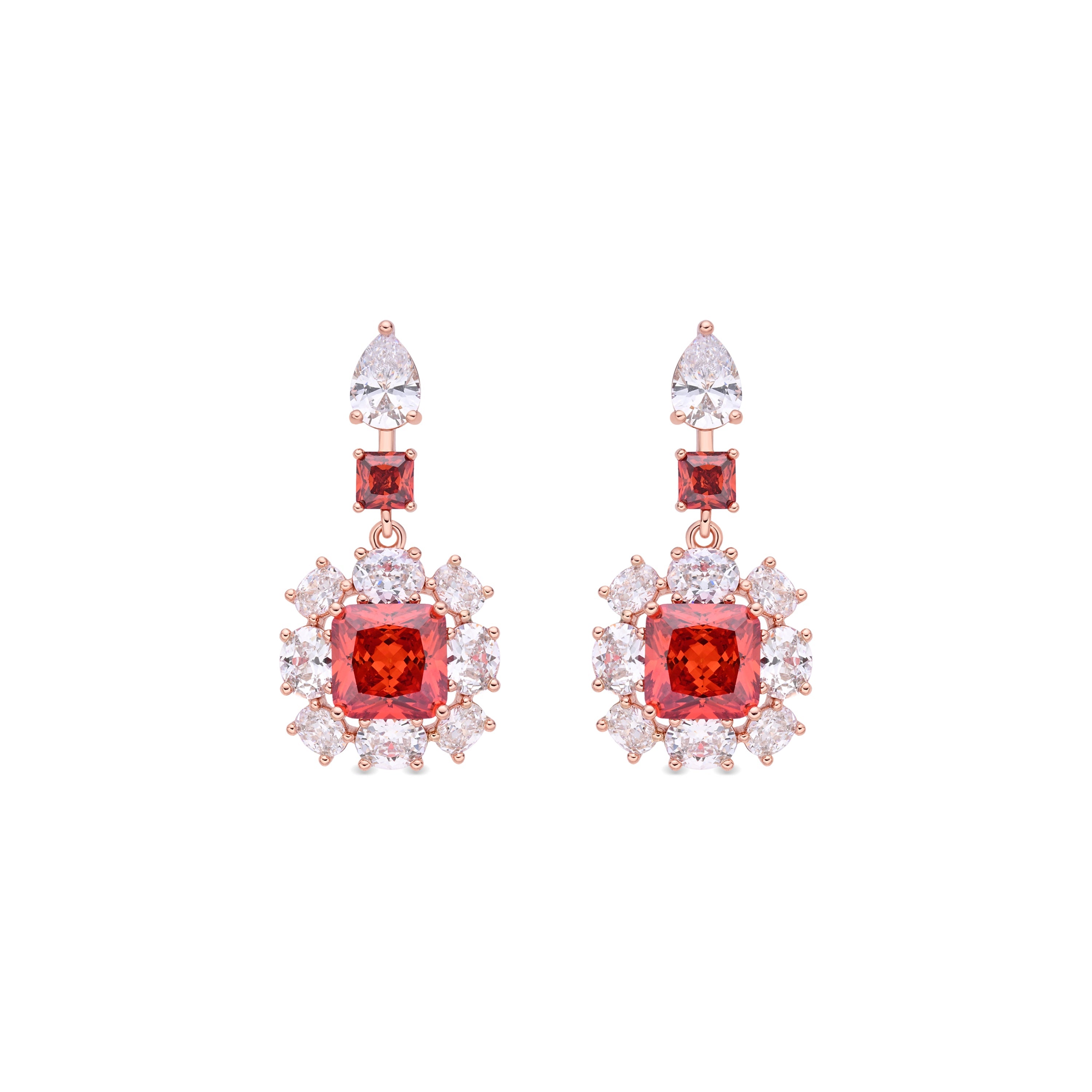 Pendientes de Circonita Rubí acabado en oro rosa de 18k - Iwo