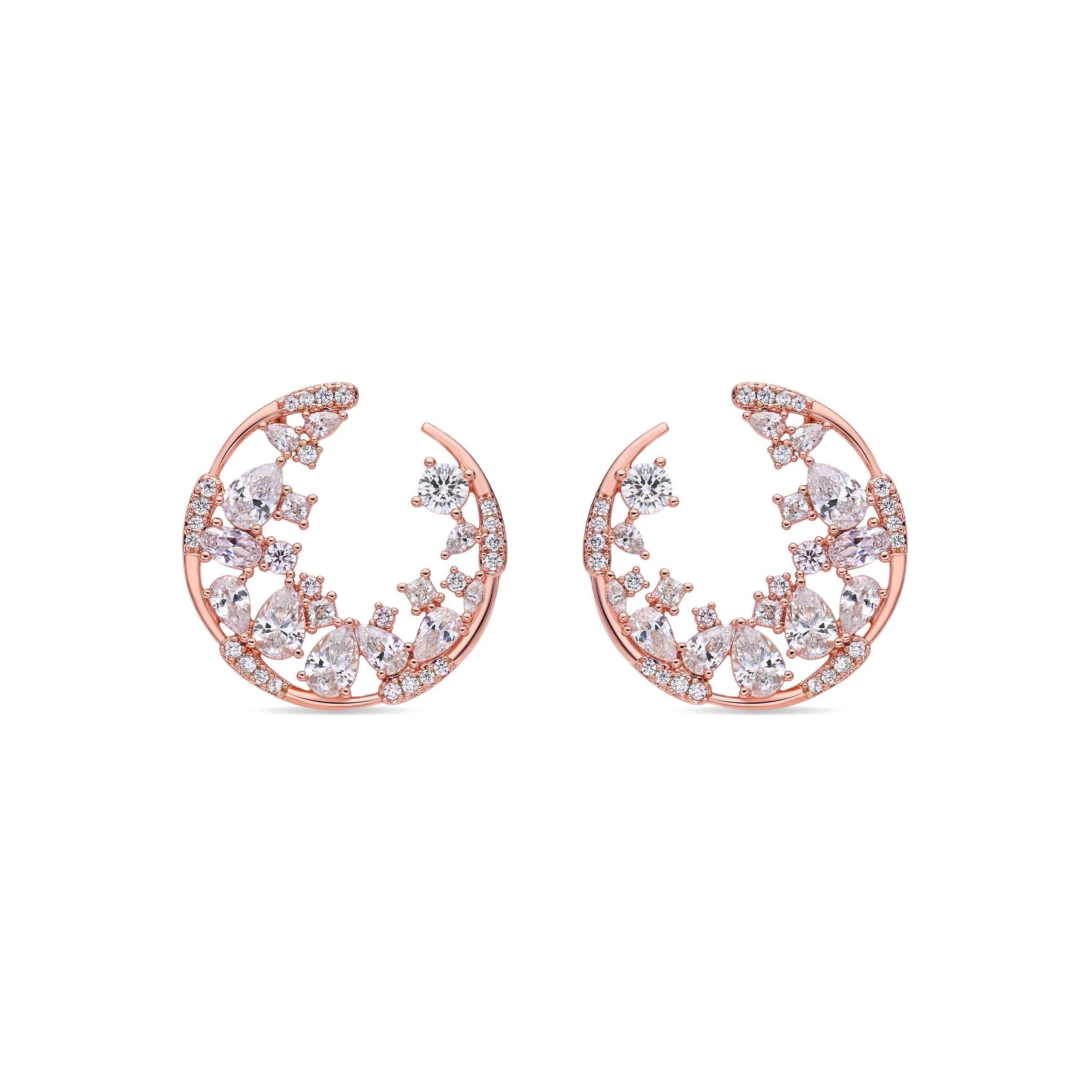 18k Rose Gold Finish Sparkling Zirconia Earrings - Elhan
