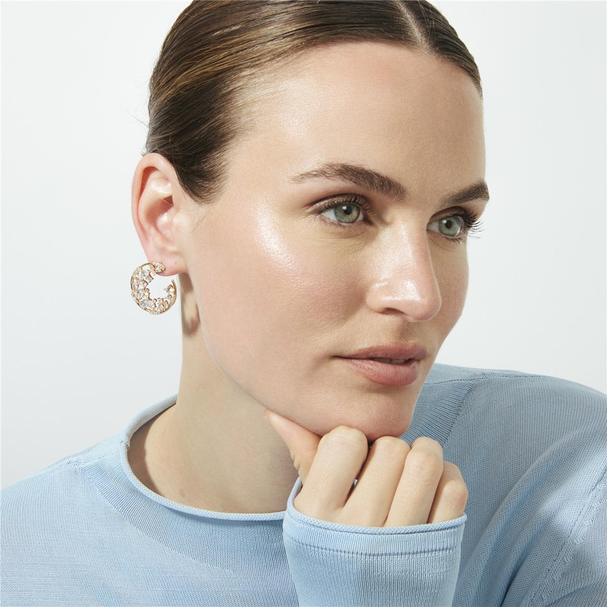 18k Rose Gold Finish Sparkling Zirconia Earrings - Elhan