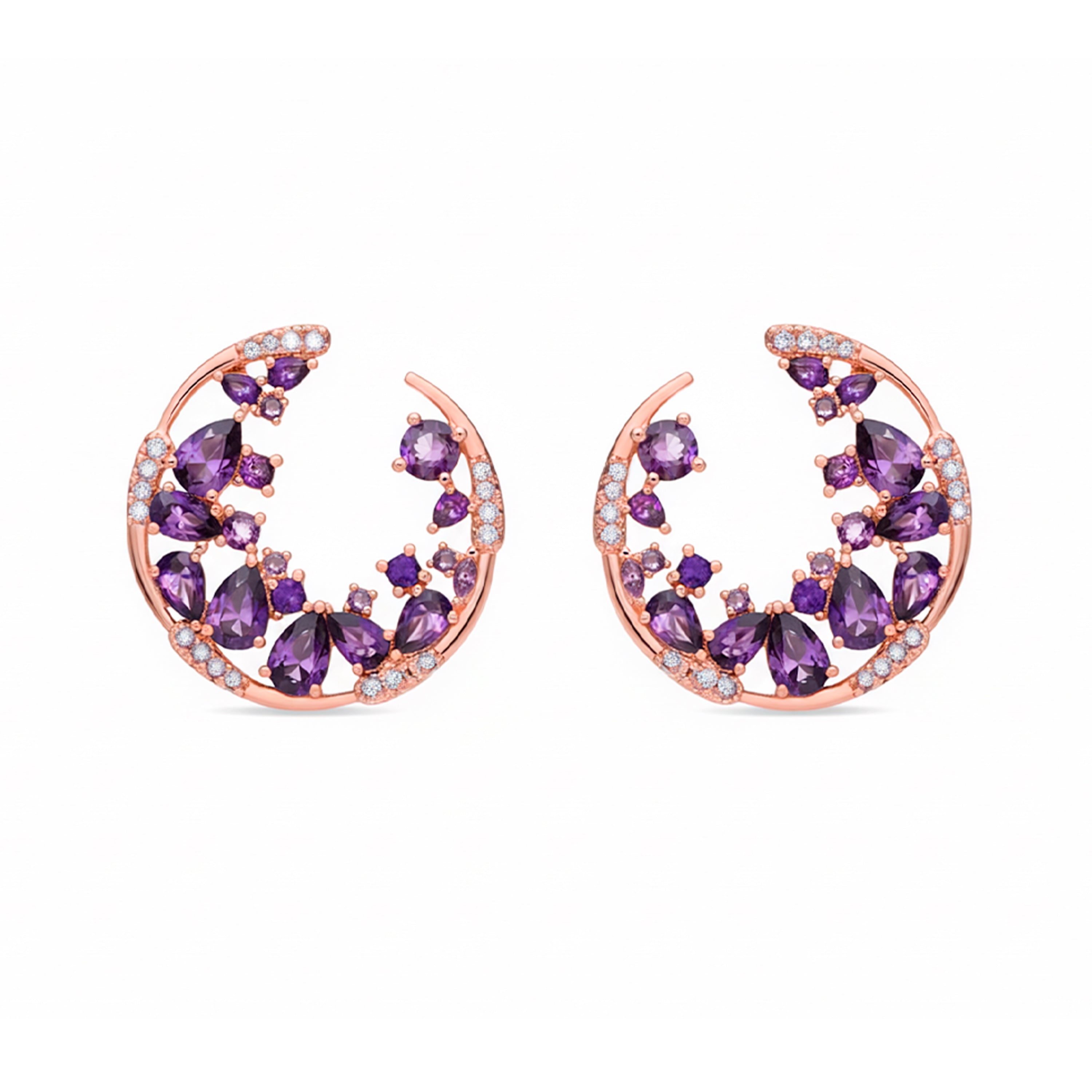 Rose gold-plated 18k Amethyst Zirconia Earrings - Sabach