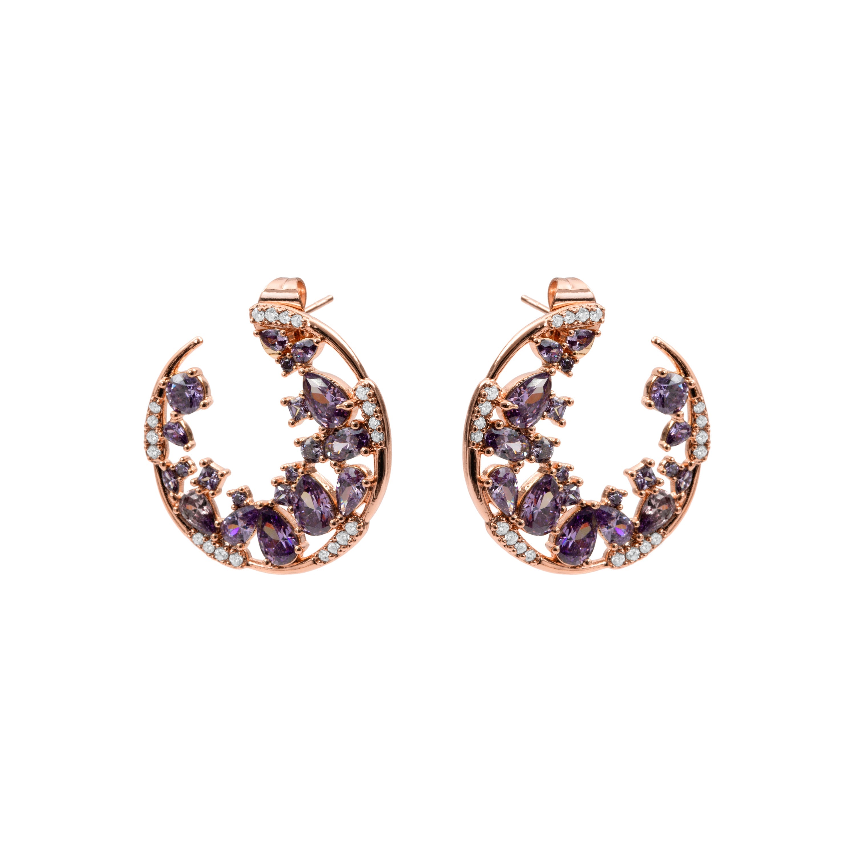 Rose gold-plated 18k Amethyst Zirconia Earrings - Sabach