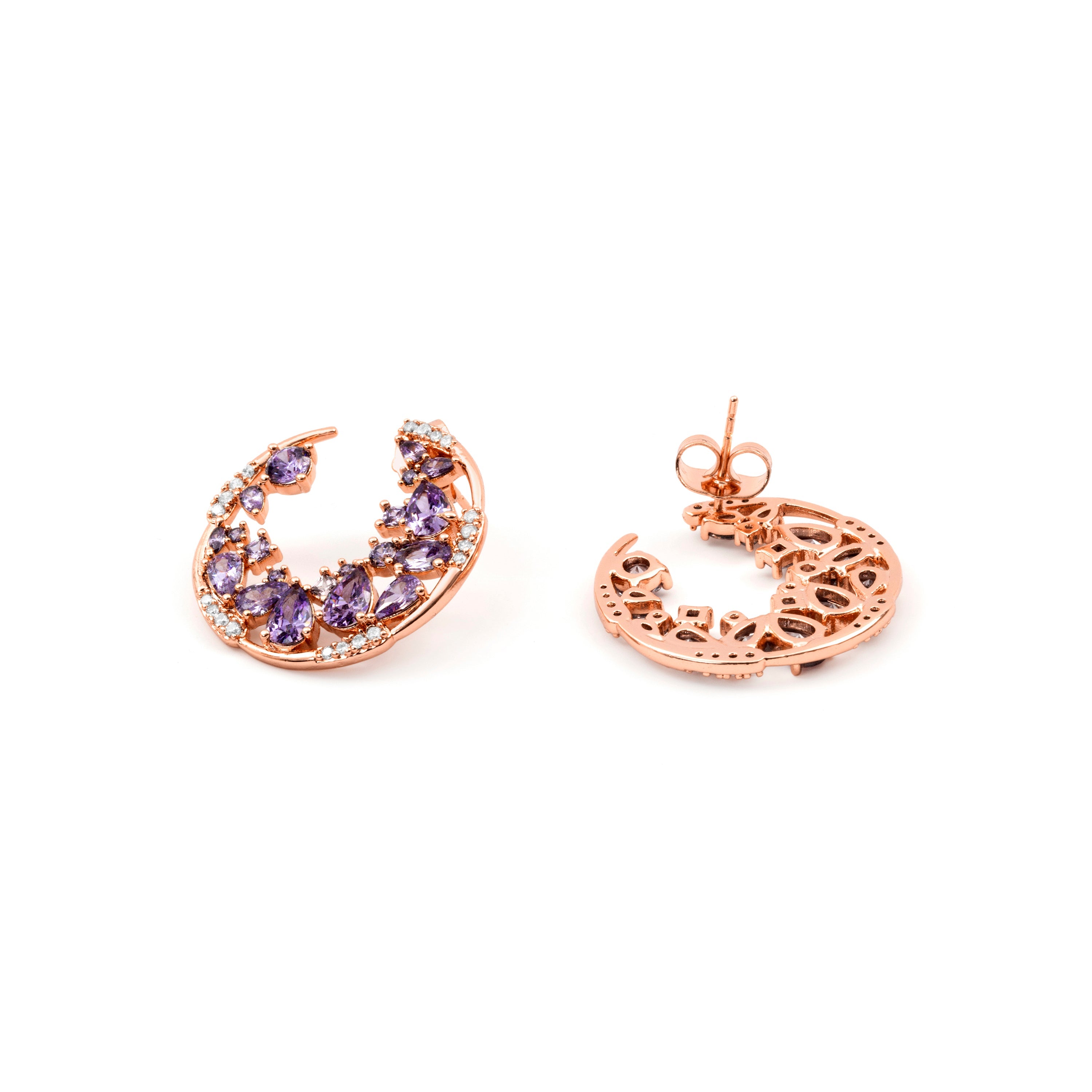 Rose gold-plated 18k Amethyst Zirconia Earrings - Sabach