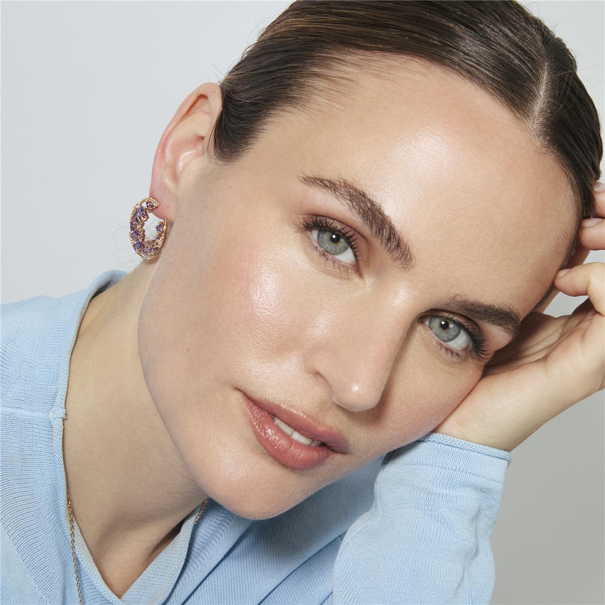 Rose gold-plated 18k Amethyst Zirconia Earrings - Sabach